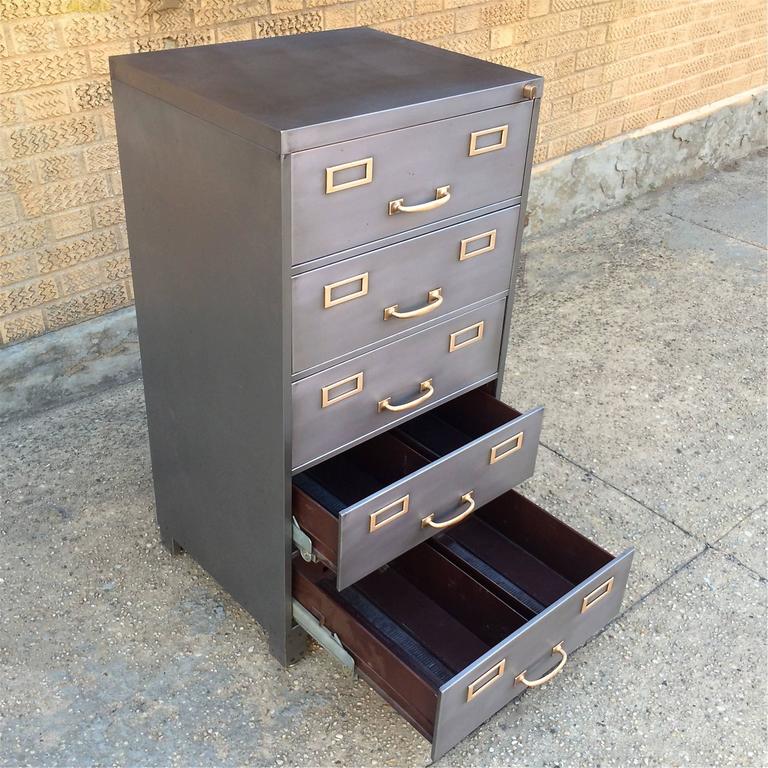 MidCentury Brushed Steel Office Filing For Sale at 1stdibs