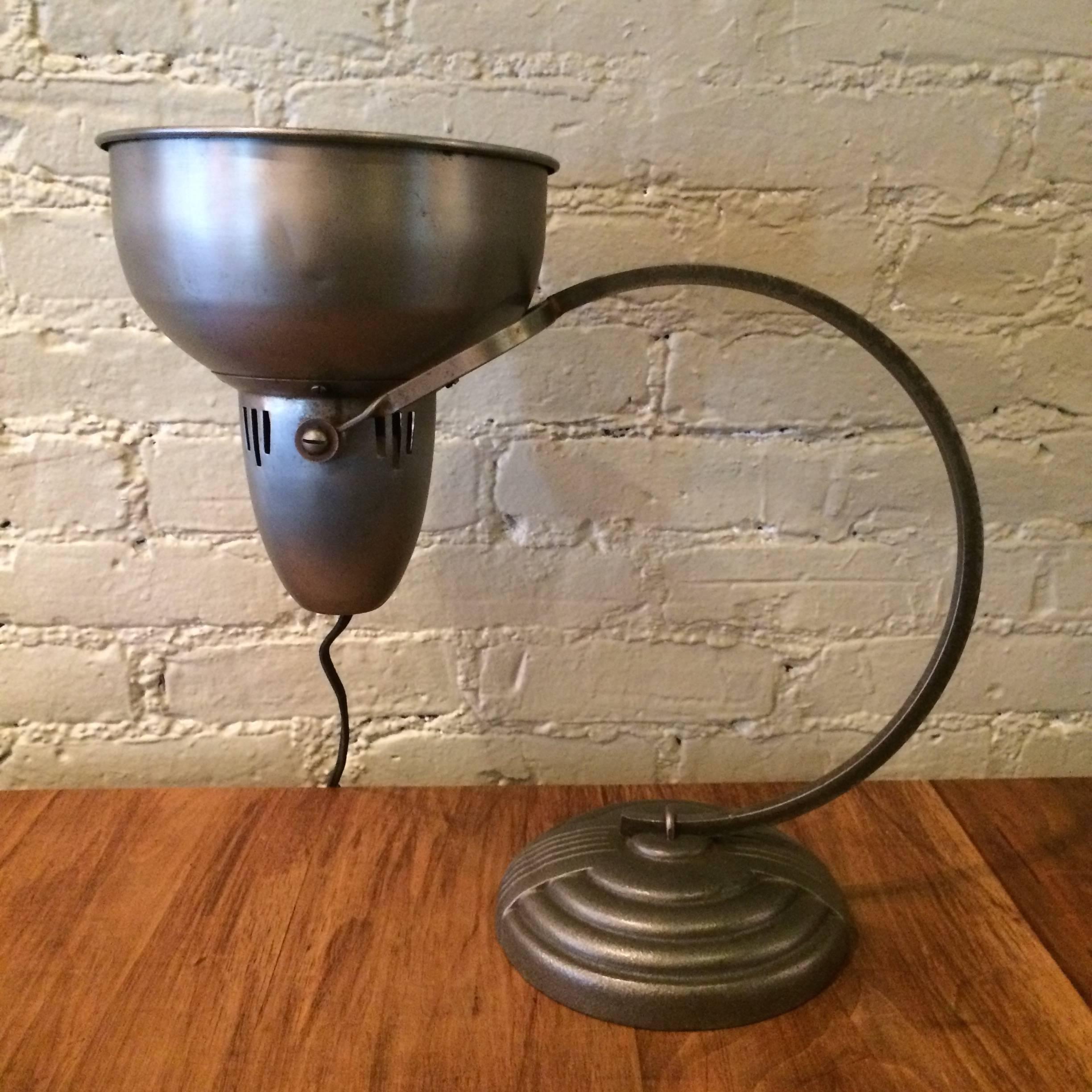 Art Deco Brushed Steel and Cast Iron General Electric Desk Lamp In Excellent Condition In Brooklyn, NY