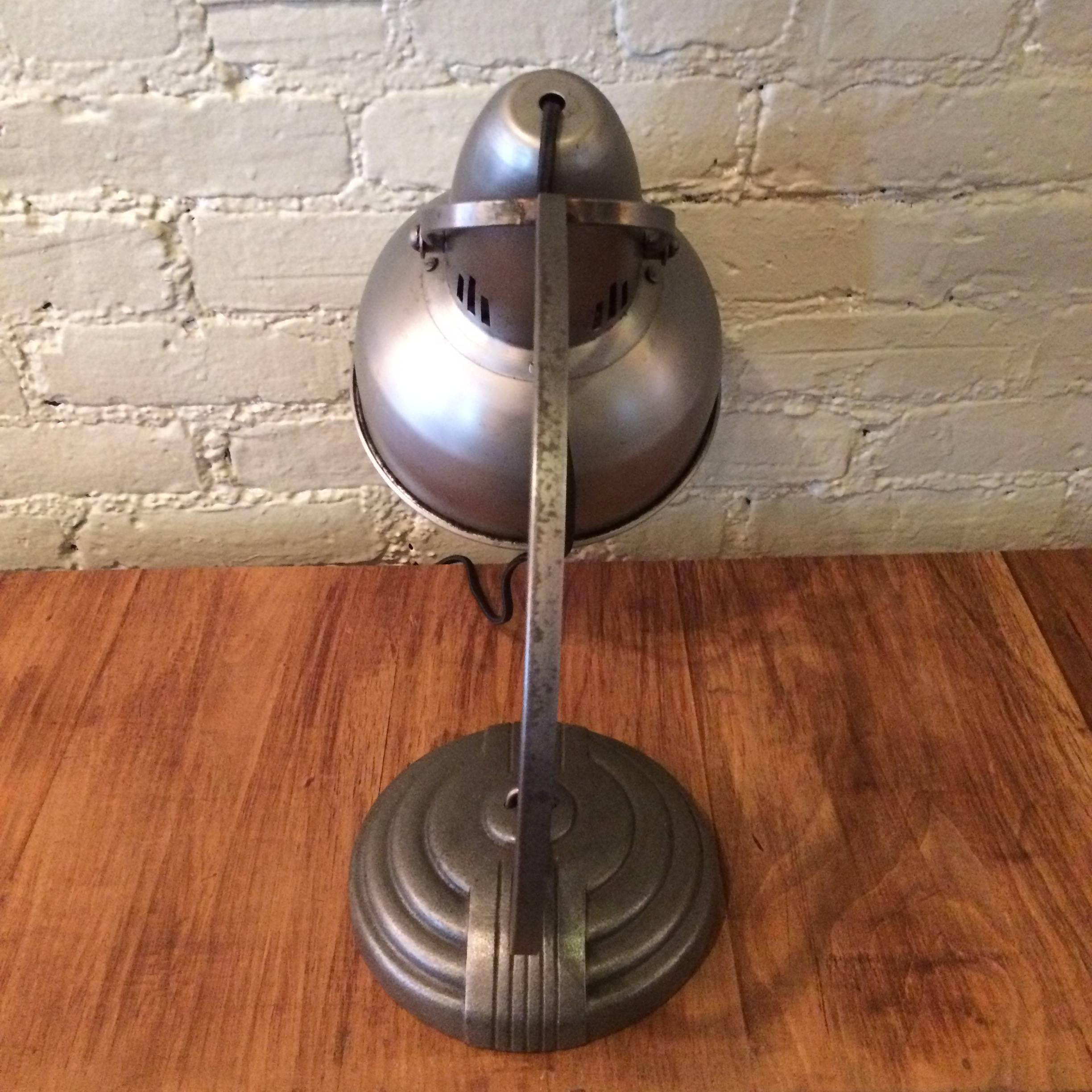 Mid-20th Century Art Deco Brushed Steel and Cast Iron General Electric Desk Lamp