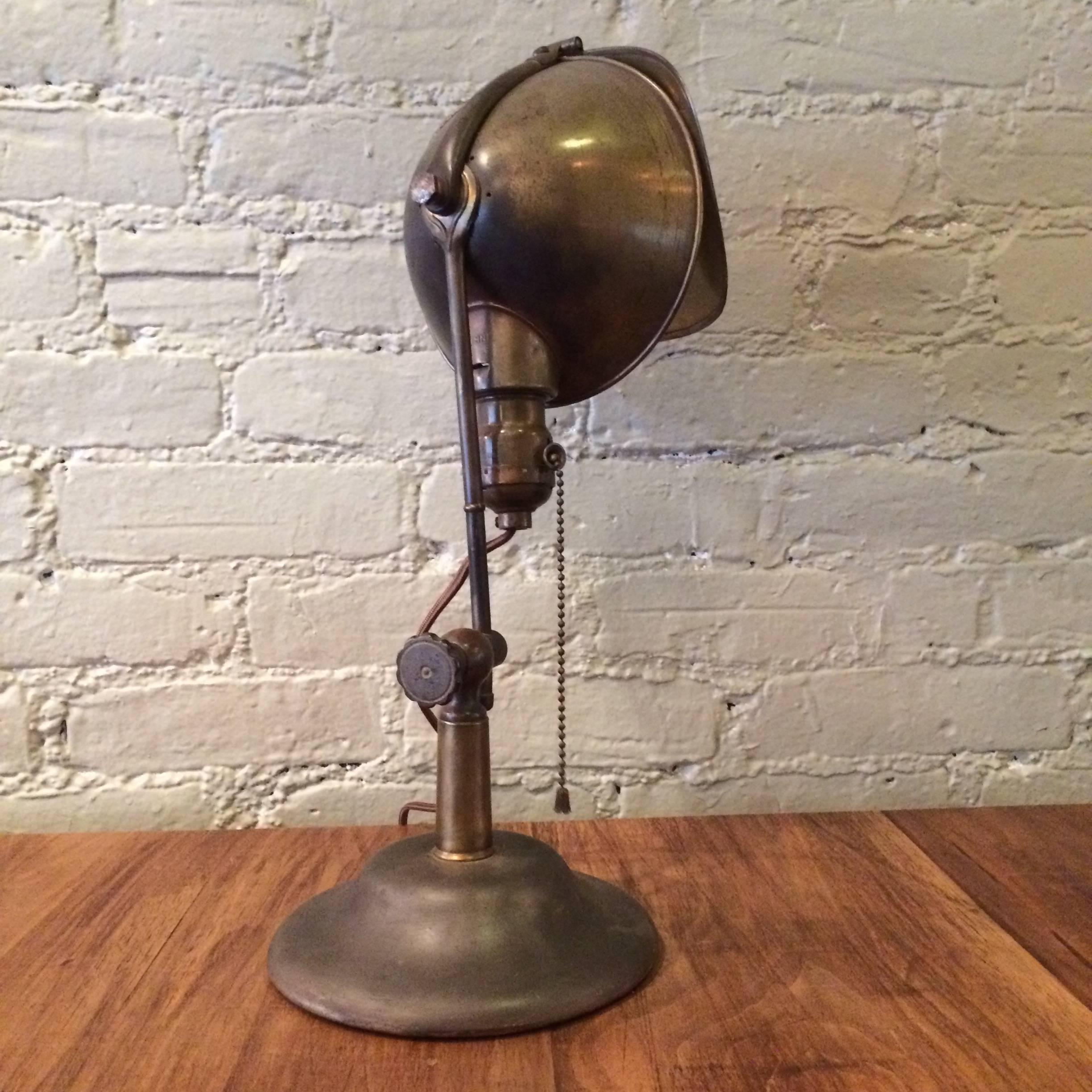 American Industrial Brass Jewelers Table Lamp