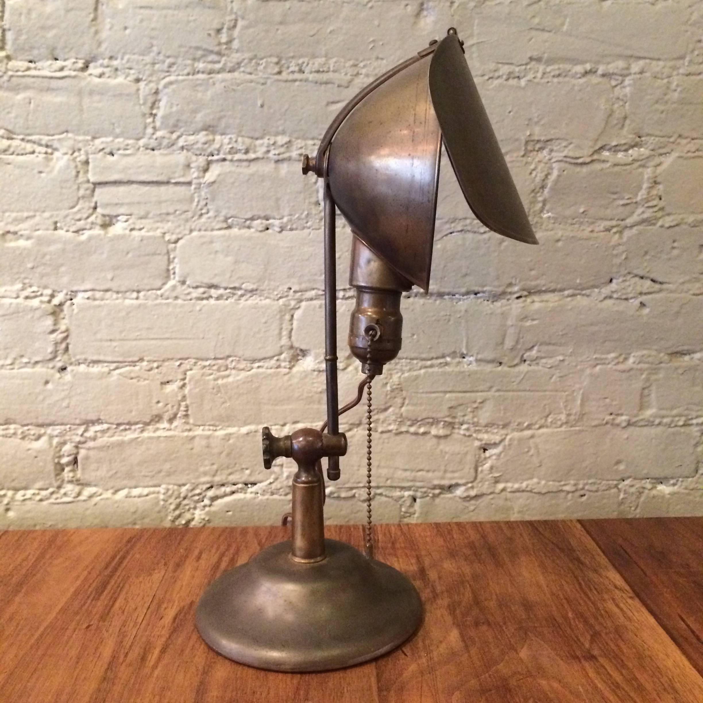 Industrial Brass Jewelers Table Lamp In Excellent Condition In Brooklyn, NY