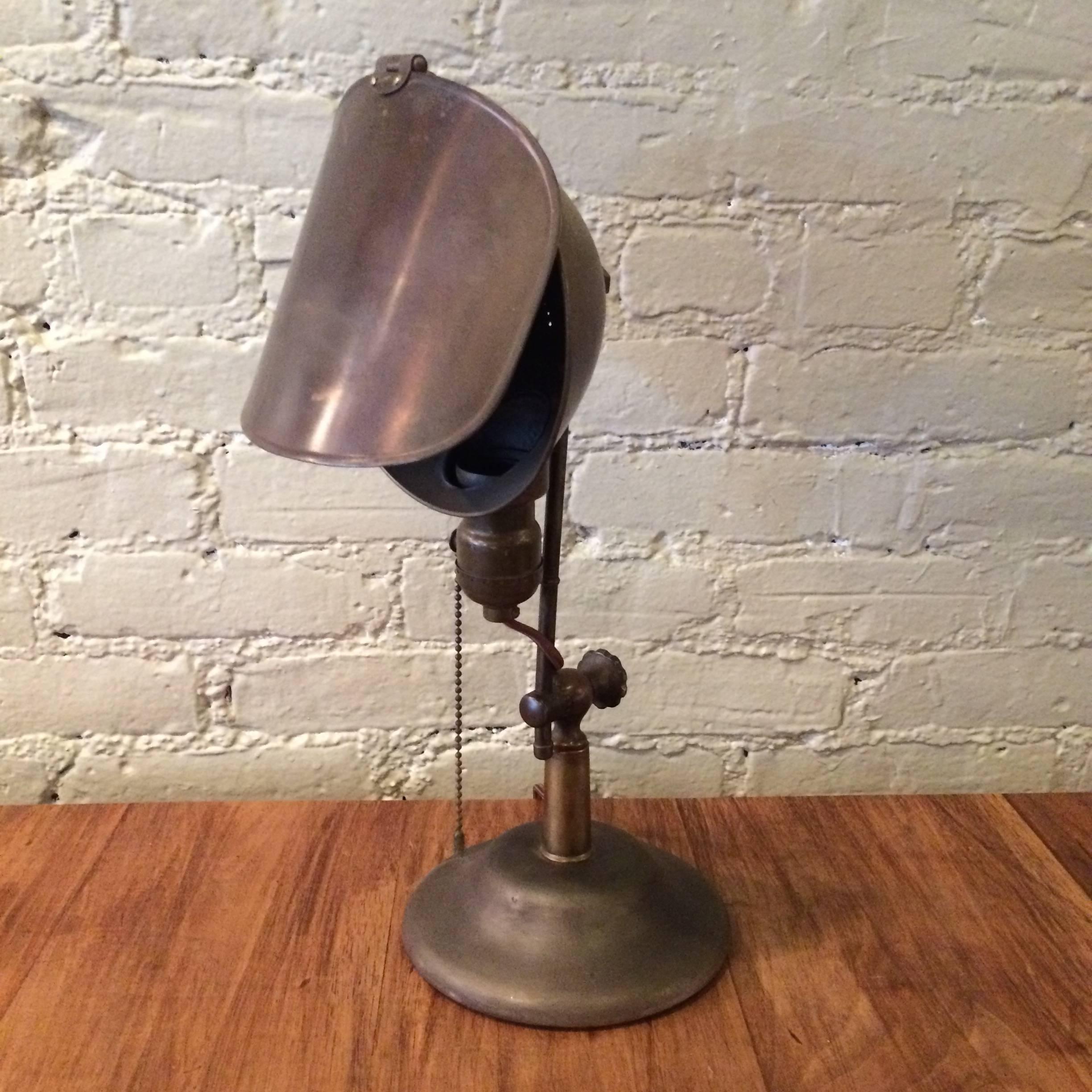 Brass, jewelers lamp by Lyhne, circa 1920s is height adjustable from 12 - 14