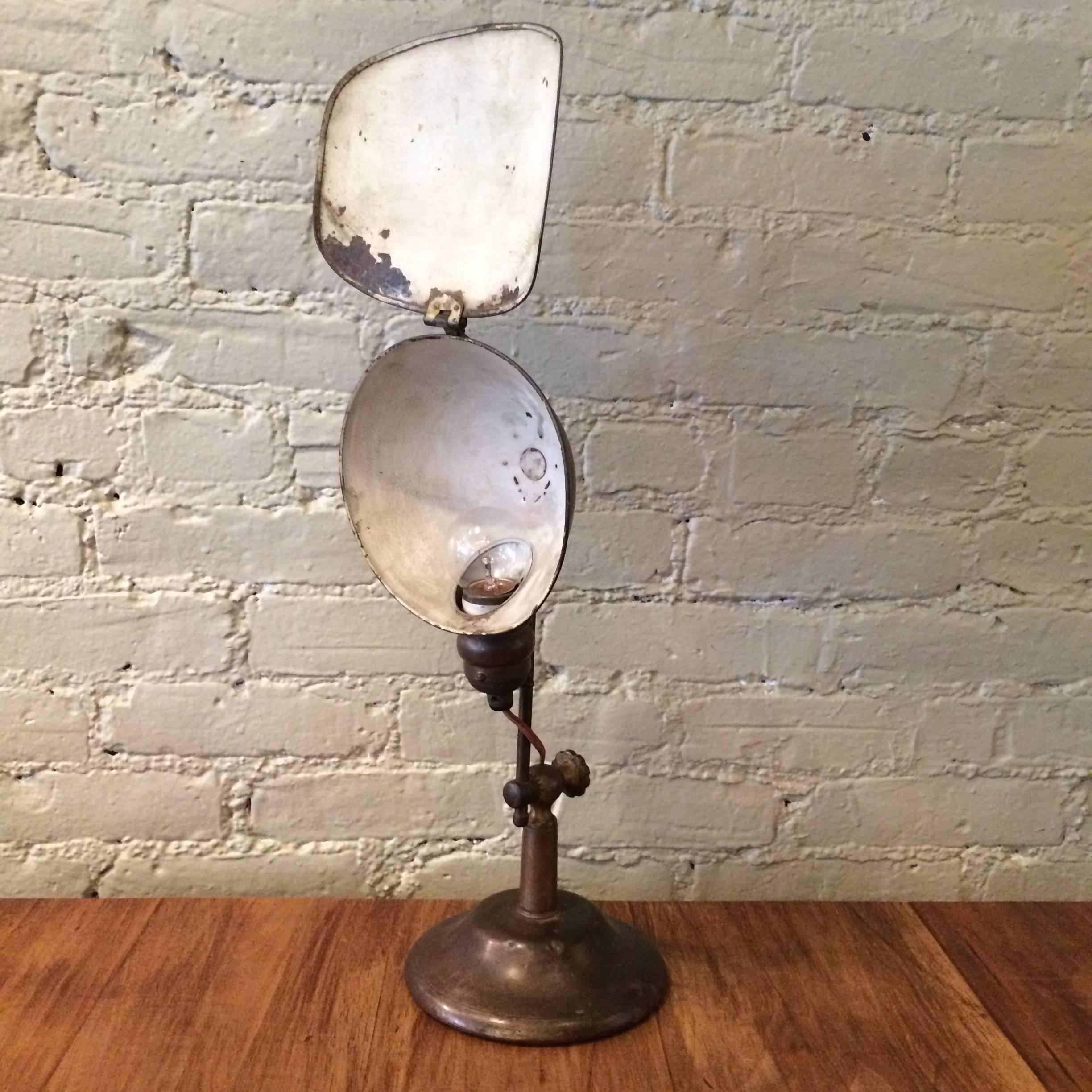 Brass, jewelers lamp by Lyhne circa 1920's is height adjustable from 12 - 14