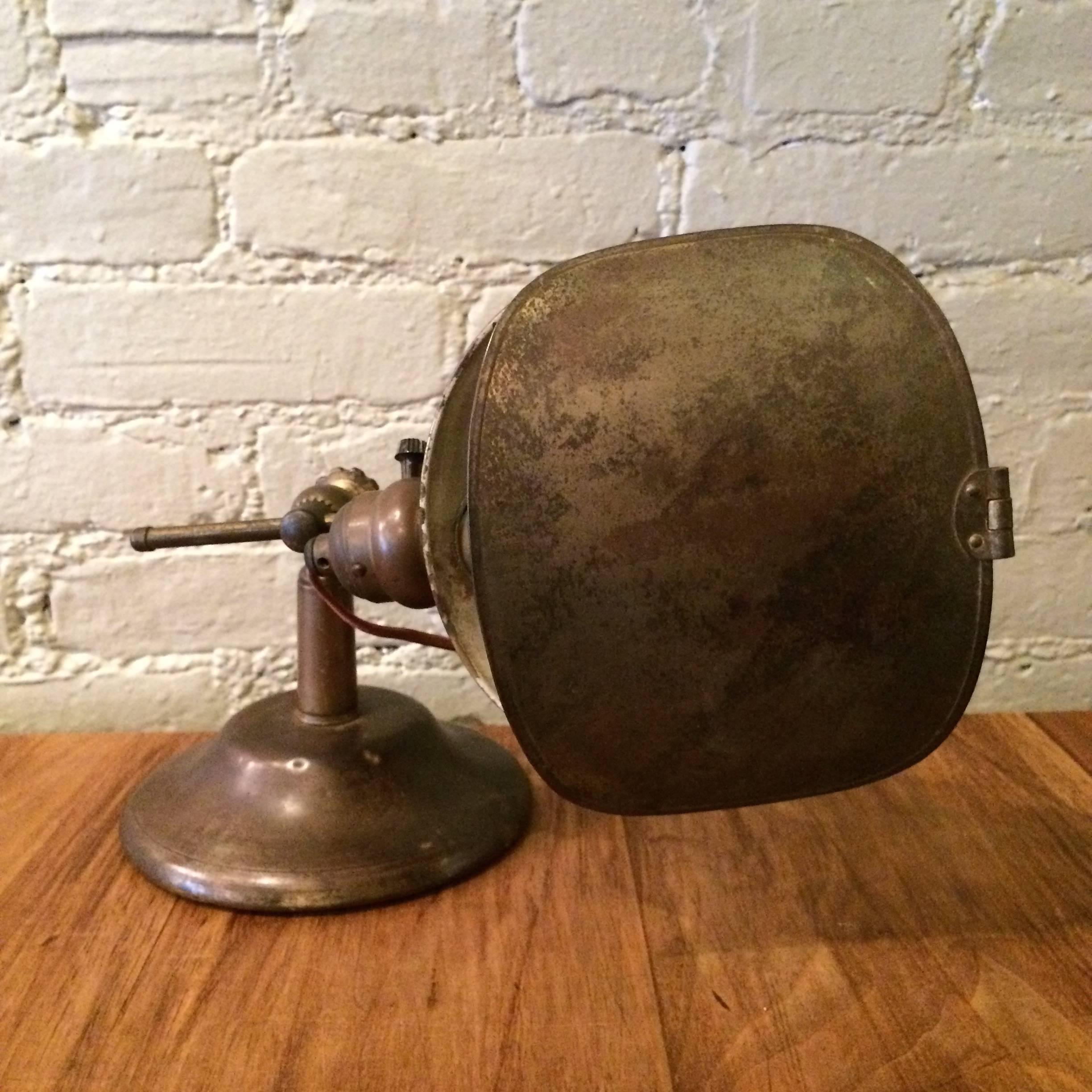 Industrial Brass Jewelers Table Lamp In Good Condition In Brooklyn, NY