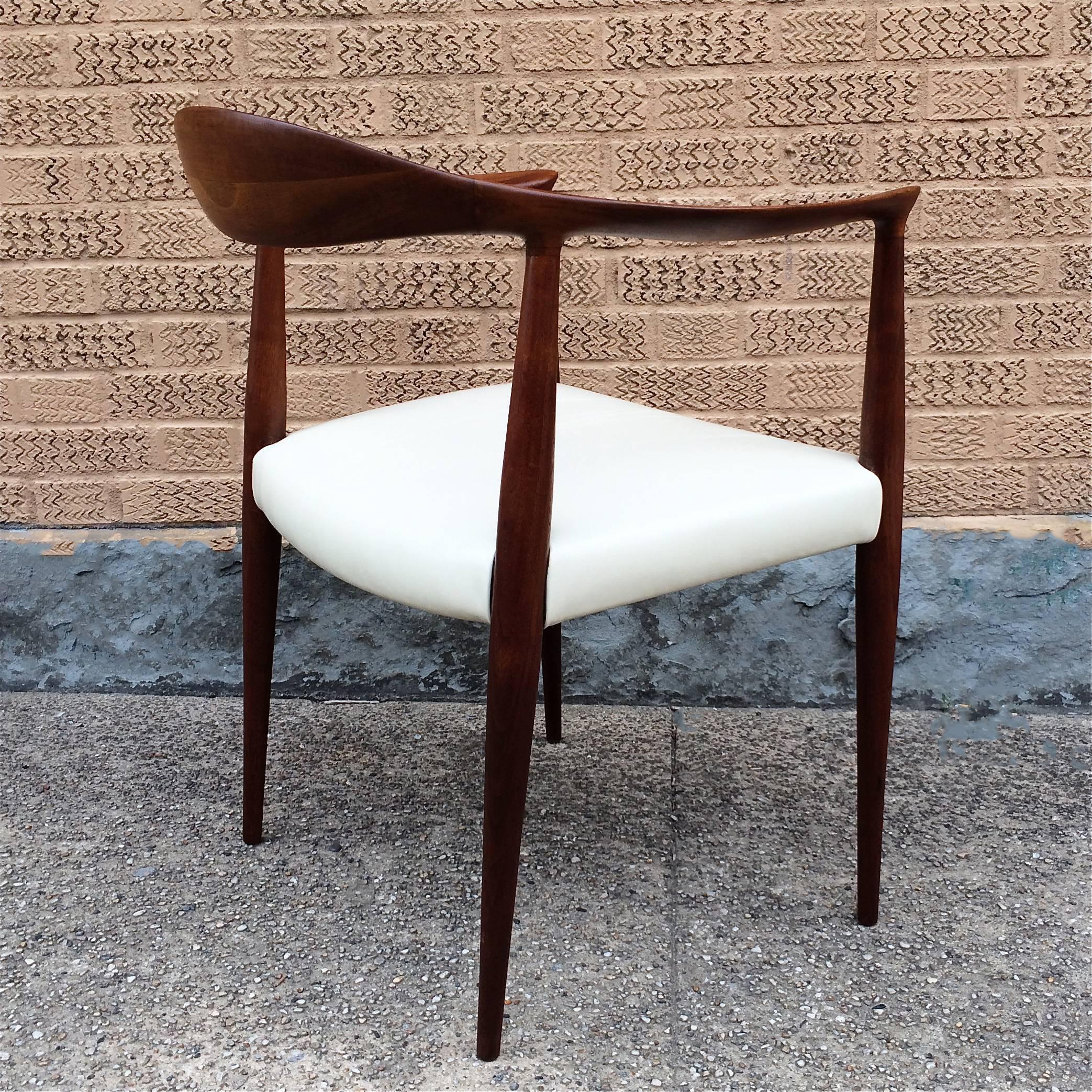 American Mid-Century Modern Walnut and Leather Armchair