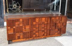 Brutalist Mosaic Walnut Dresser by Altavista Lane