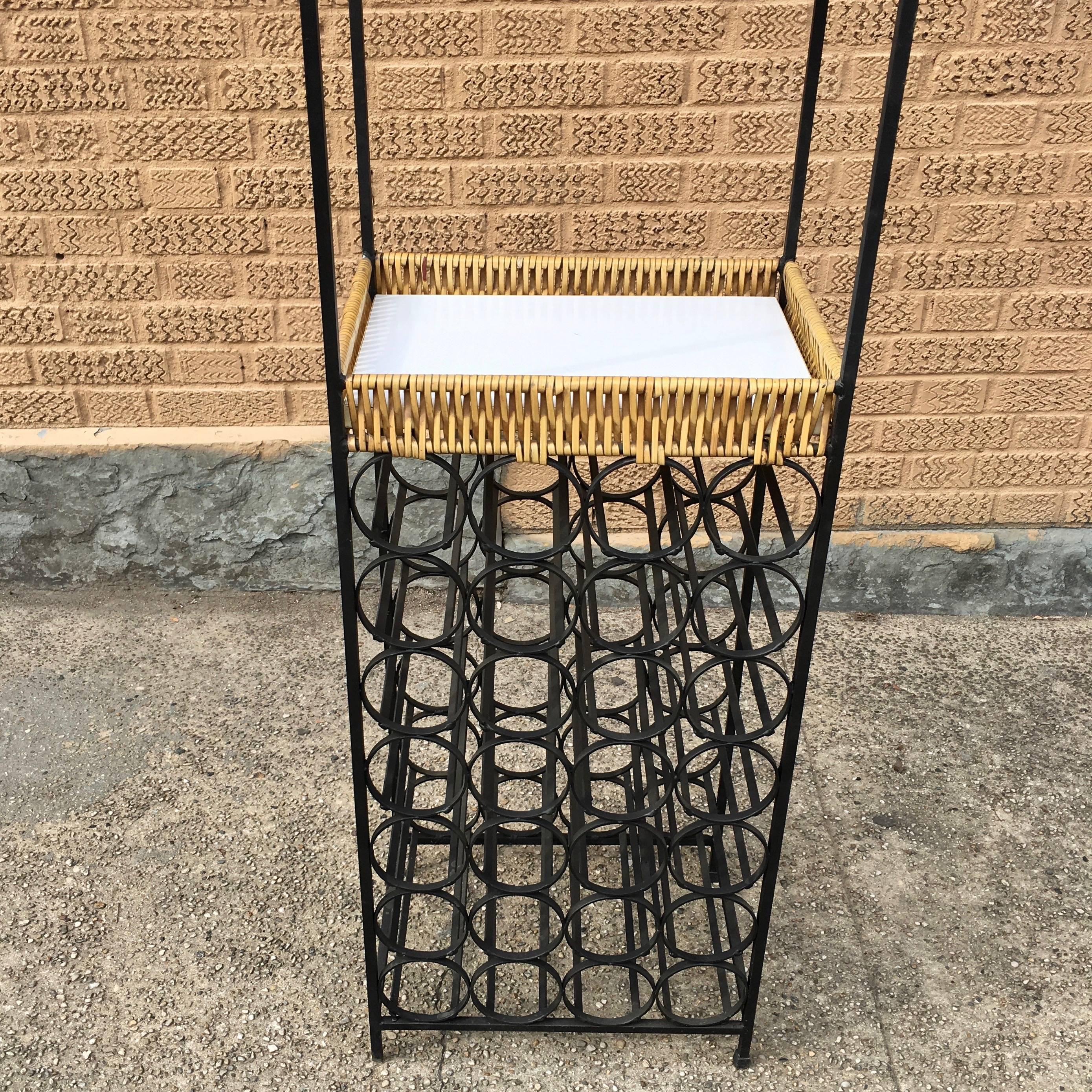 Arthur Umanoff Freestanding Wrought Iron Wine Rack In Good Condition In Brooklyn, NY