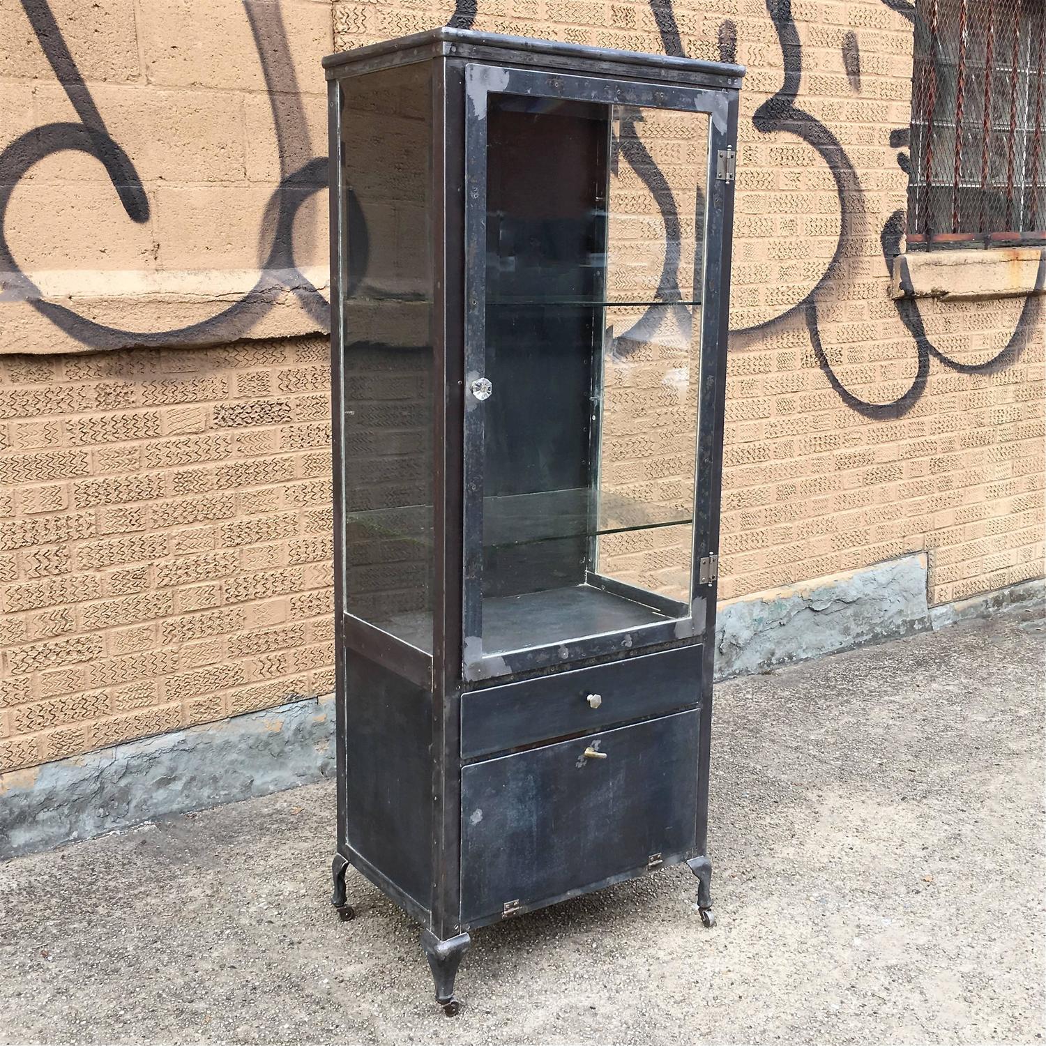 Brushed Steel and Beveled Glass Apothecary For Sale at 1stdibs
