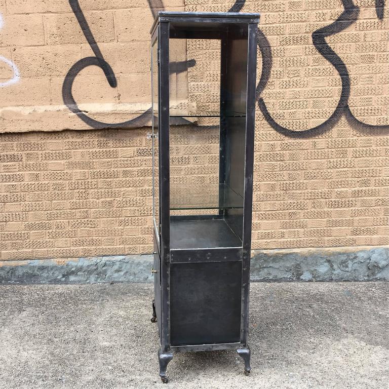 Brushed Steel and Beveled Glass Apothecary Medicine at 1stdibs