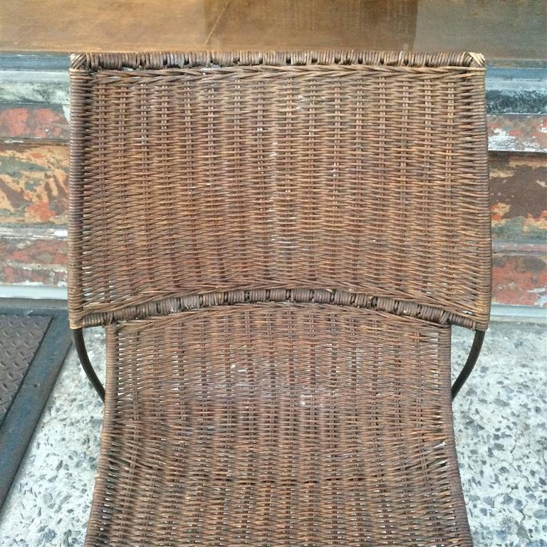 Woven Rattan and Wrought Iron Slipper Lounge Chair at 1stDibs | wrought ...