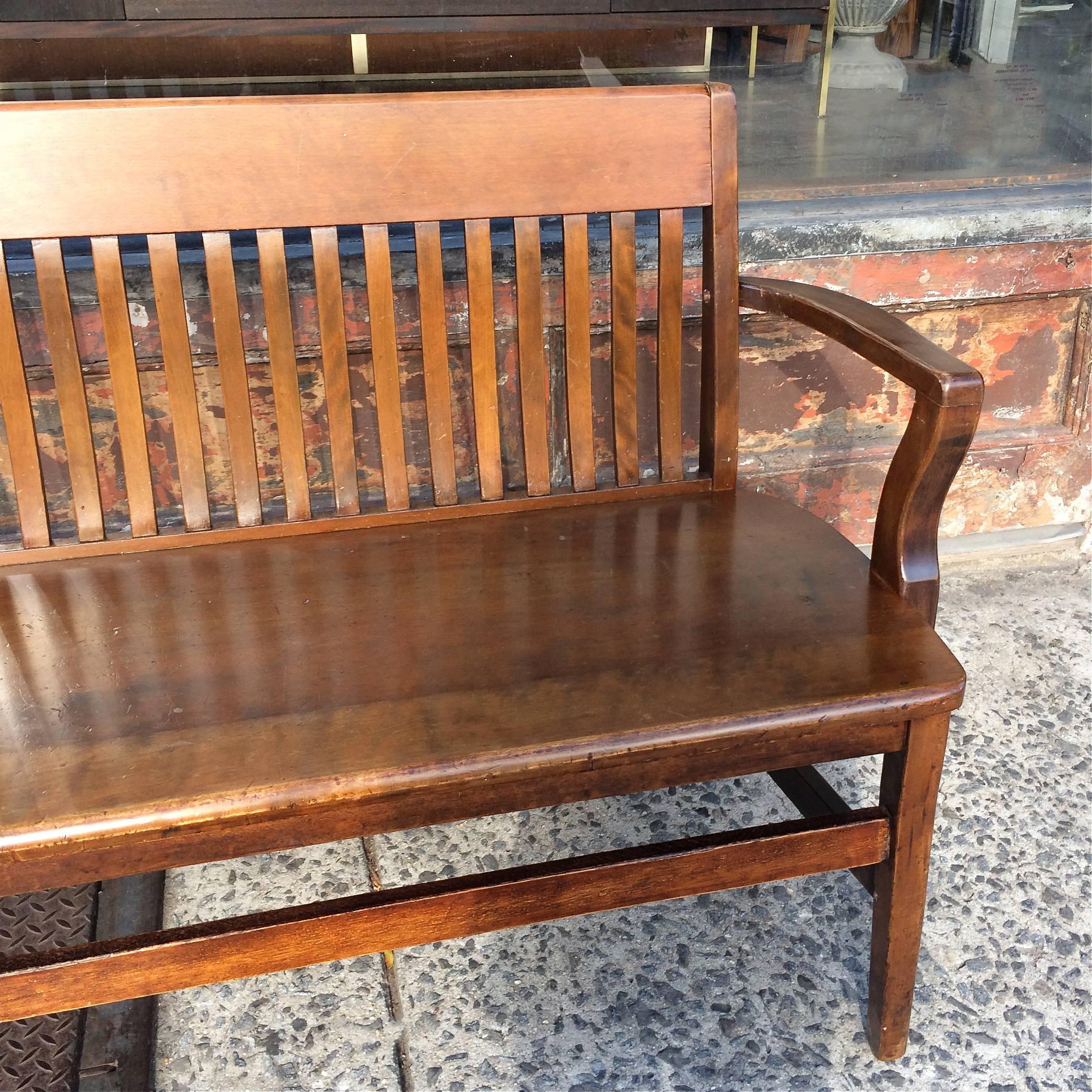 Industrial 1940s Maple Court House Bench