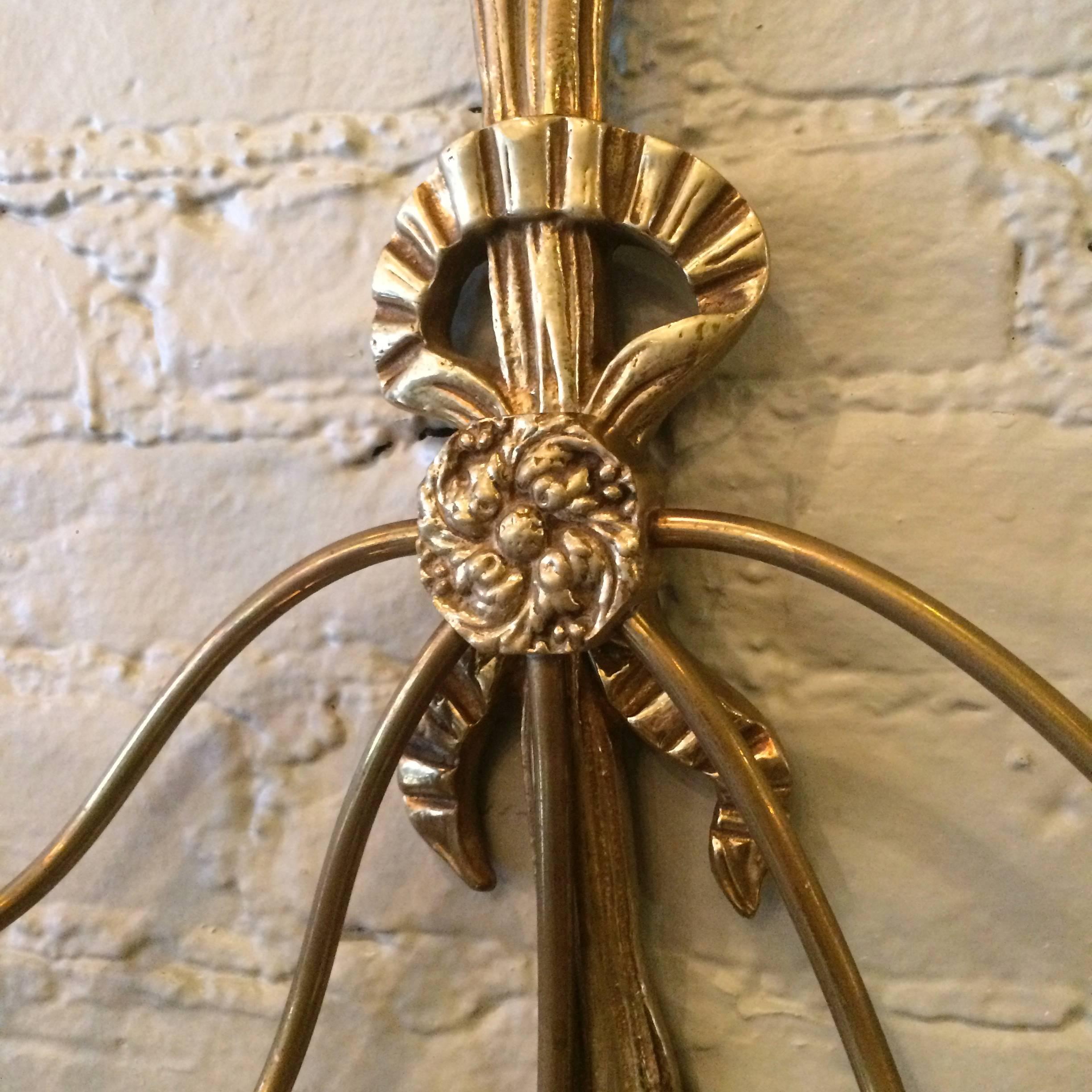 Hollywood Regency Brass Wall Candle Sconce 1