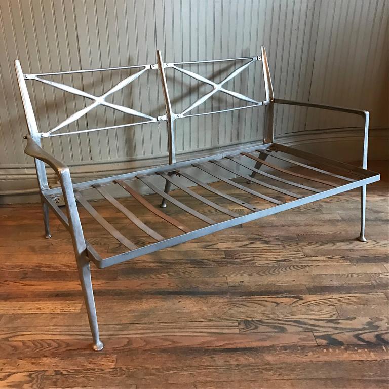 MidCentury Modern Molded Steel Frame Loveseat at 1stDibs