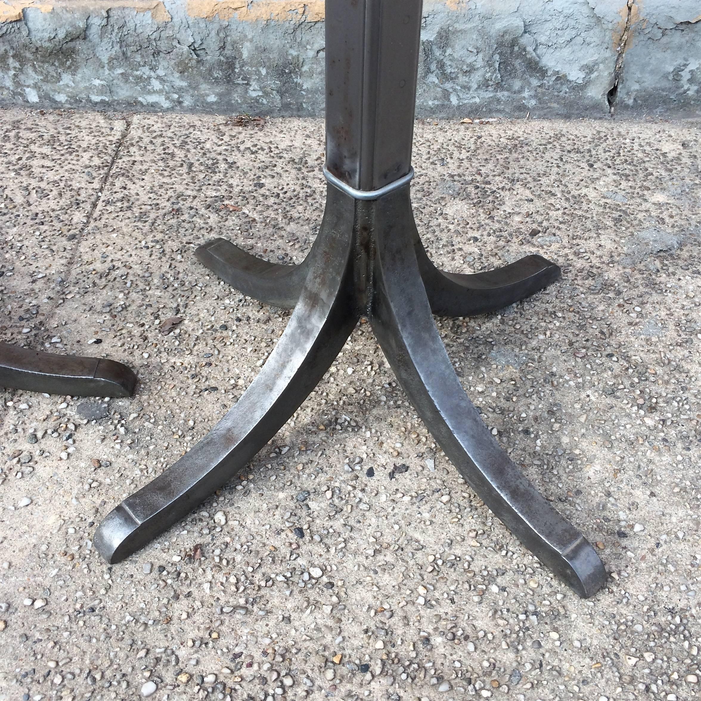 1920s Industrial Brushed Steel Standing Coat Rack In Excellent Condition In Brooklyn, NY