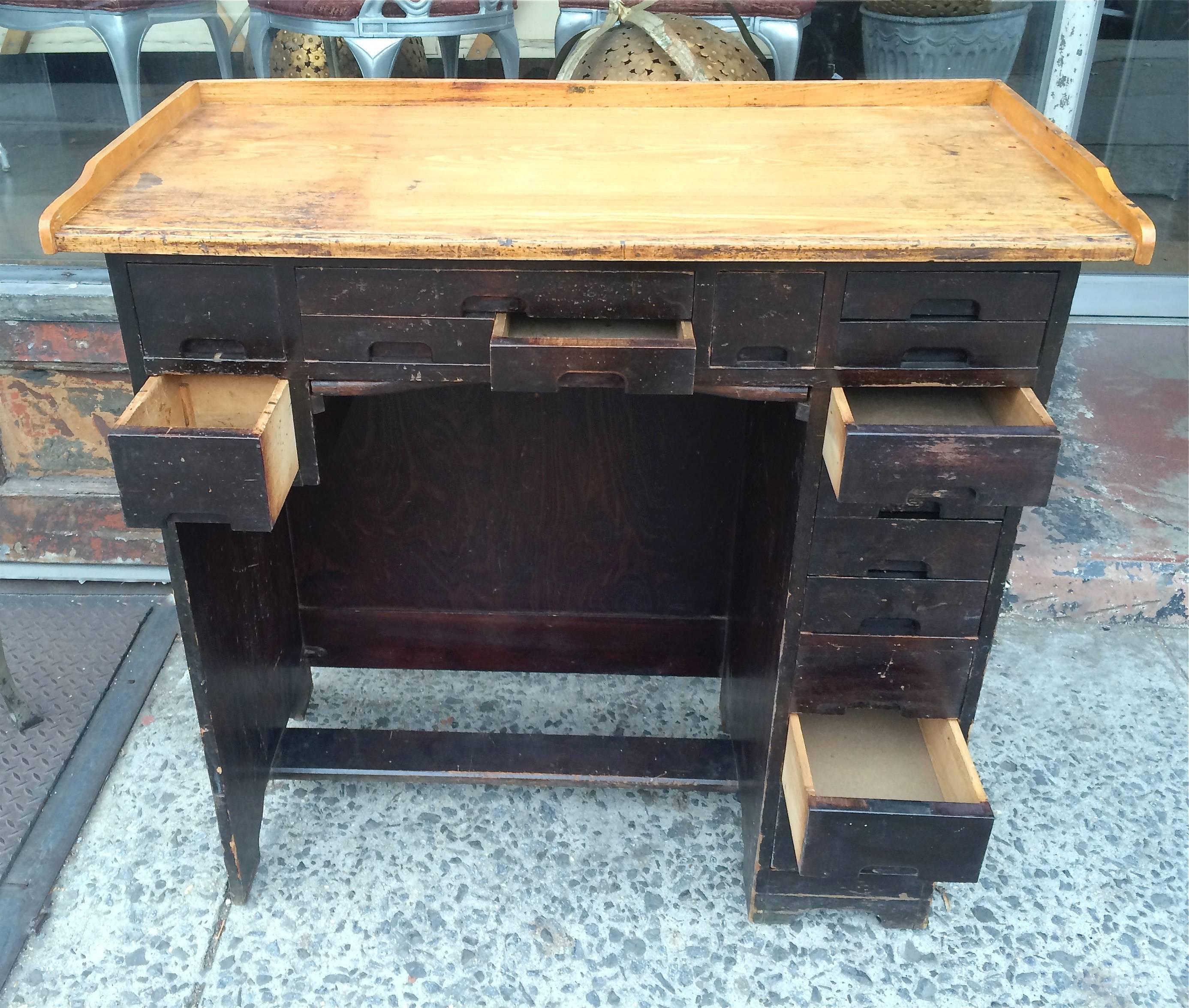 Early 20th Century Industrial 1920s Maple Watchmaker's Desk