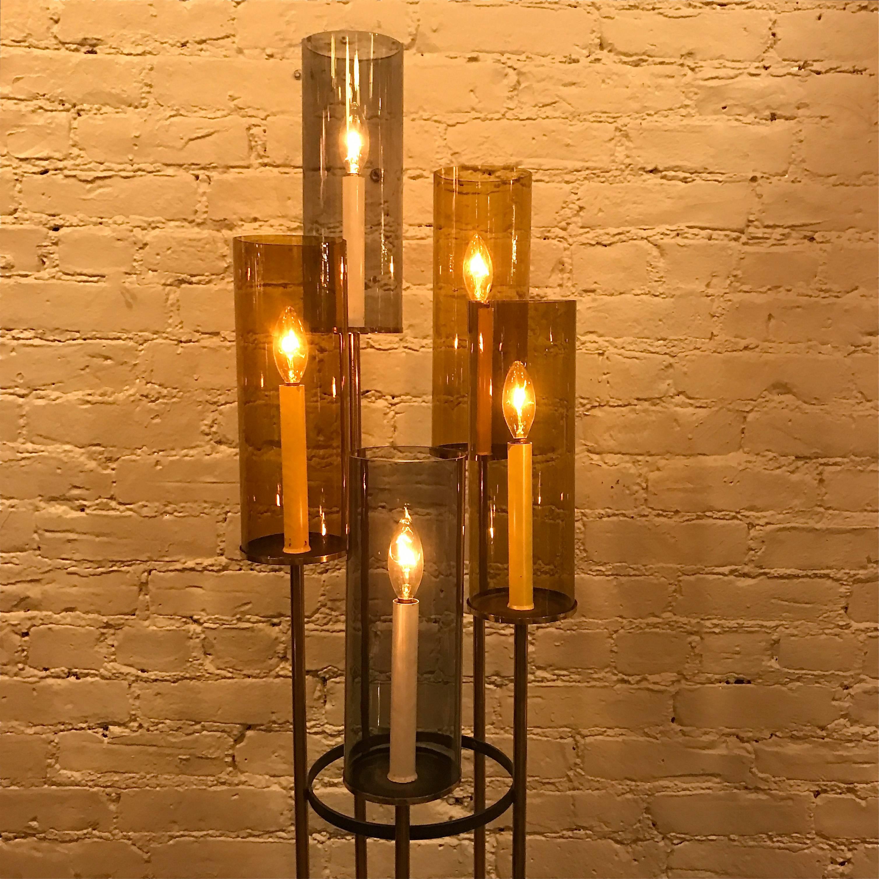 American Mid-Century Modern Cascading Candle Floor Lamp