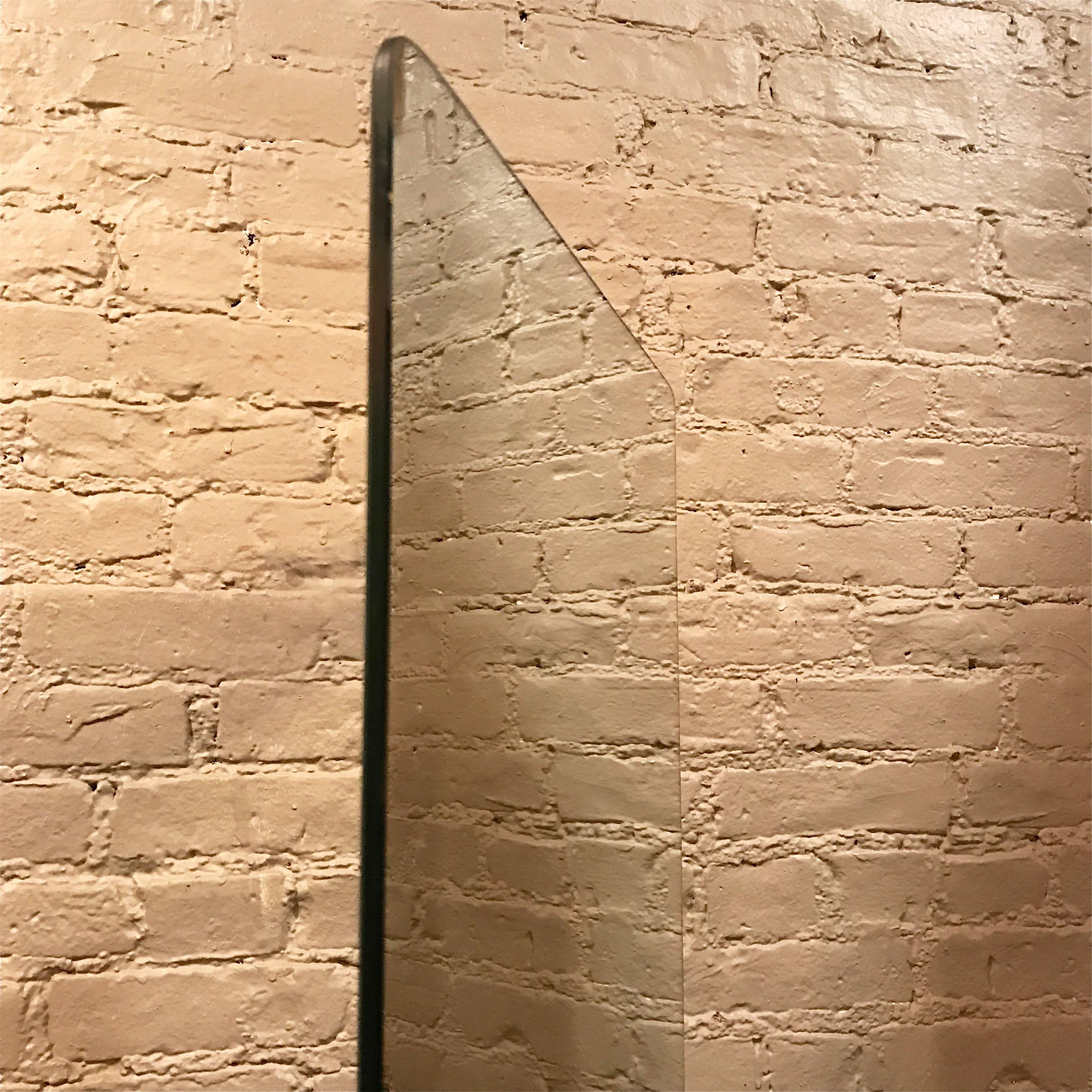 Custom Industrial Double-Sided Full Length Standing Floor Mirror In Excellent Condition In Brooklyn, NY