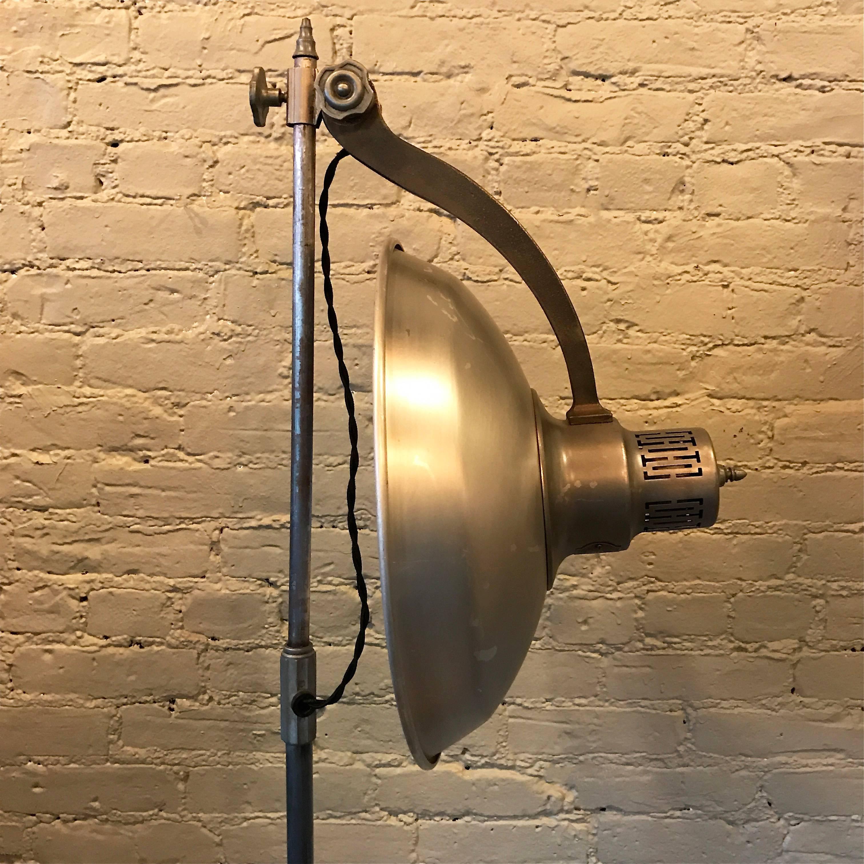 Cast Industrial Steel Converted Sun Floor Lamp by General Electric