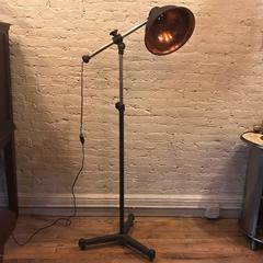 1940s Industrial Copper Converted Heat Floor Lamp
