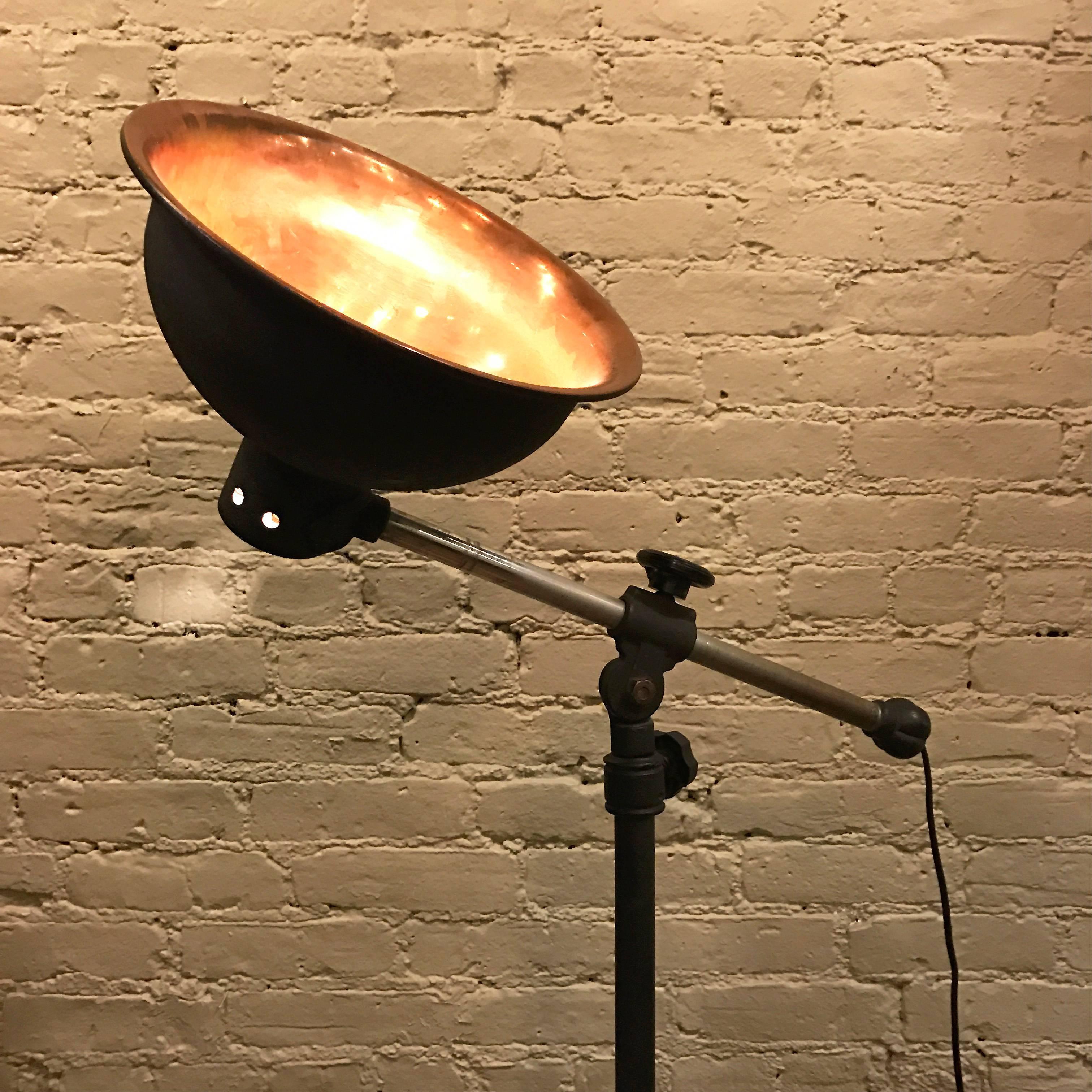 Mid-20th Century 1940s Industrial Copper Converted Heat Floor Lamp