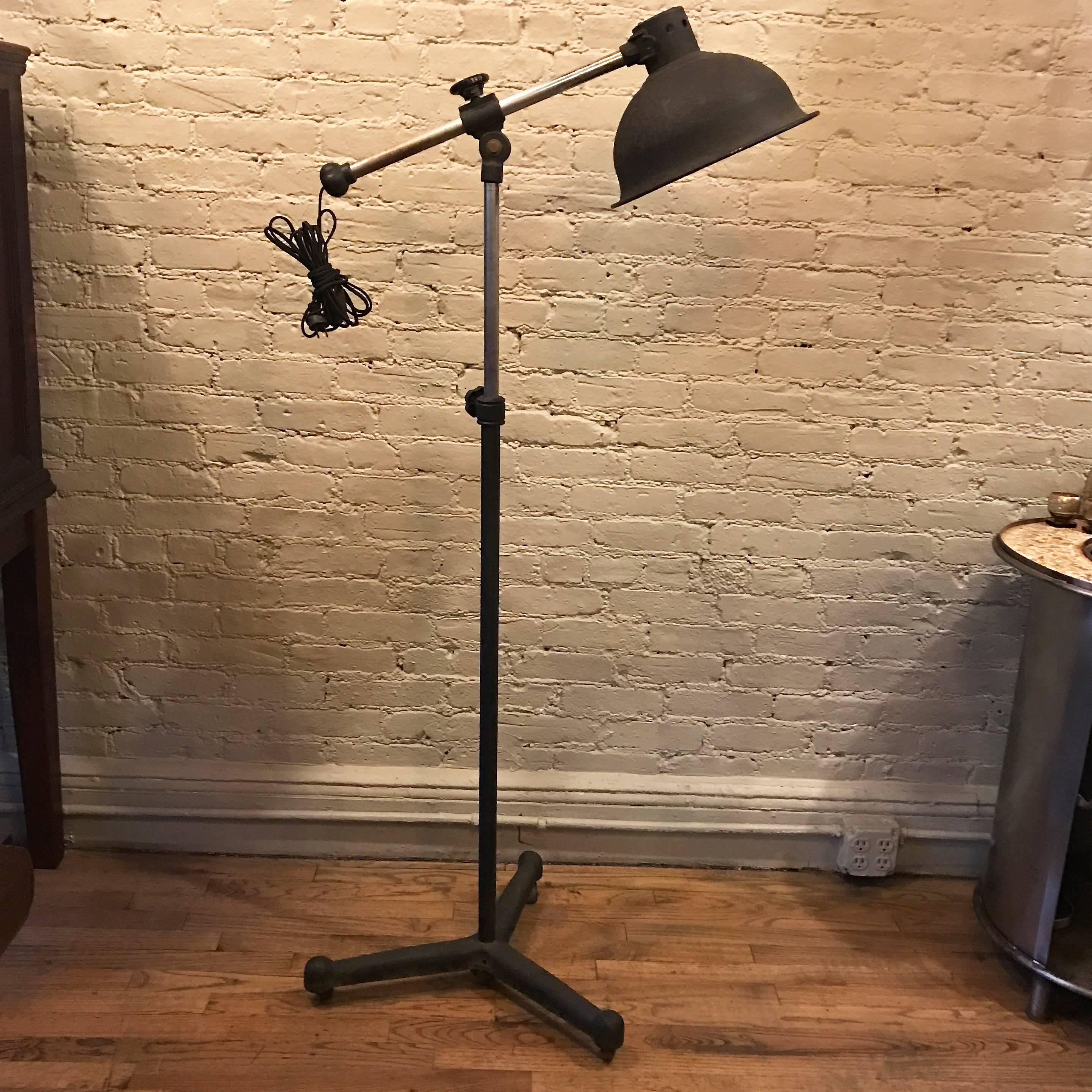 1940s Industrial Copper Converted Heat Floor Lamp In Good Condition In Brooklyn, NY