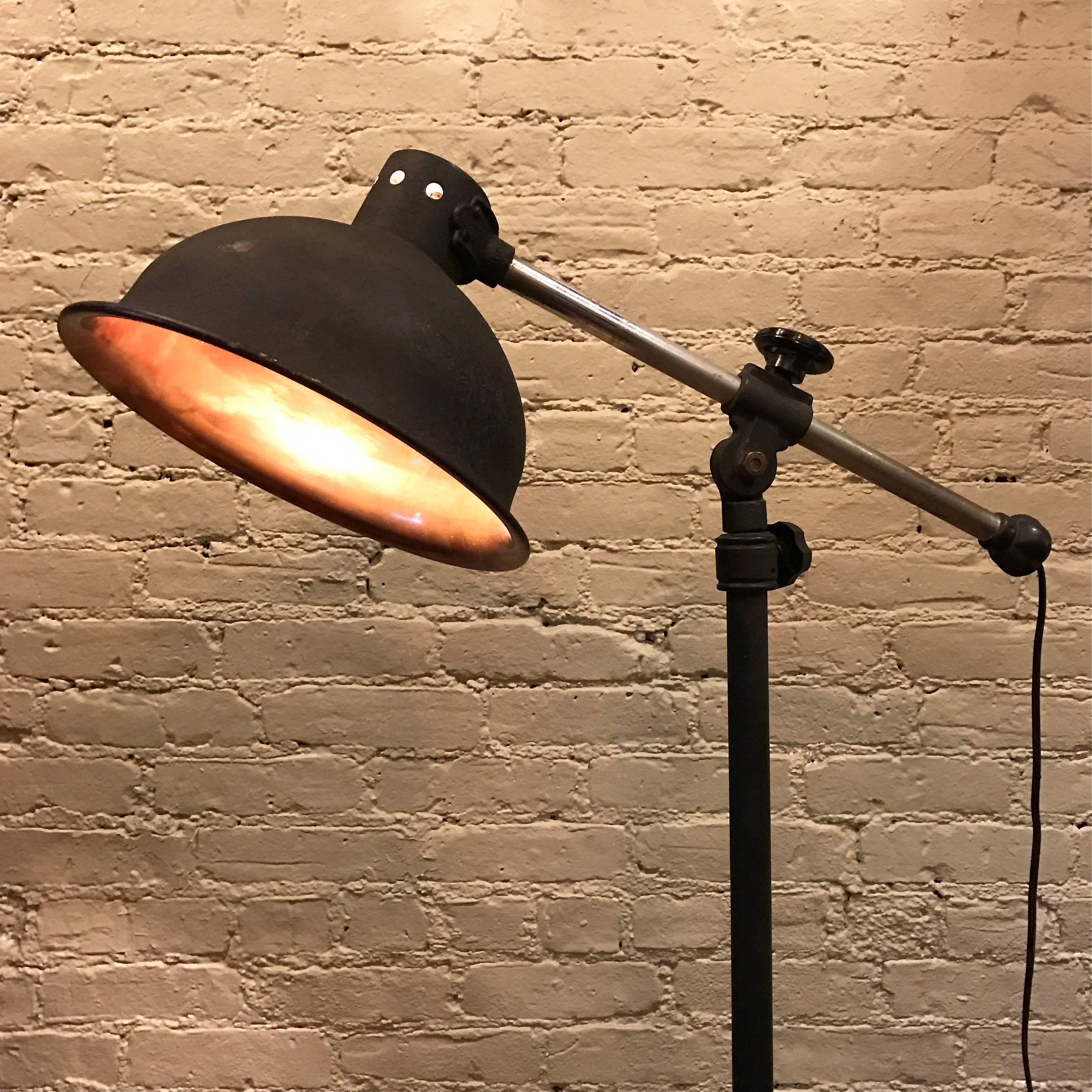 American 1940s Industrial Copper Converted Heat Floor Lamp