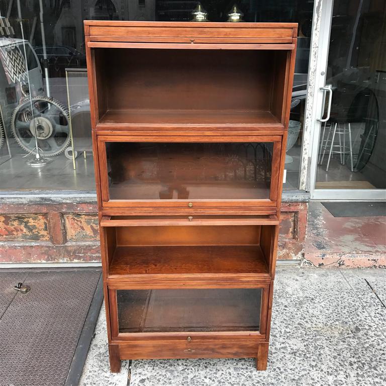 Four Stack Cherry Wood Barrister Book Case by Globe Wernicke at 1stDibs