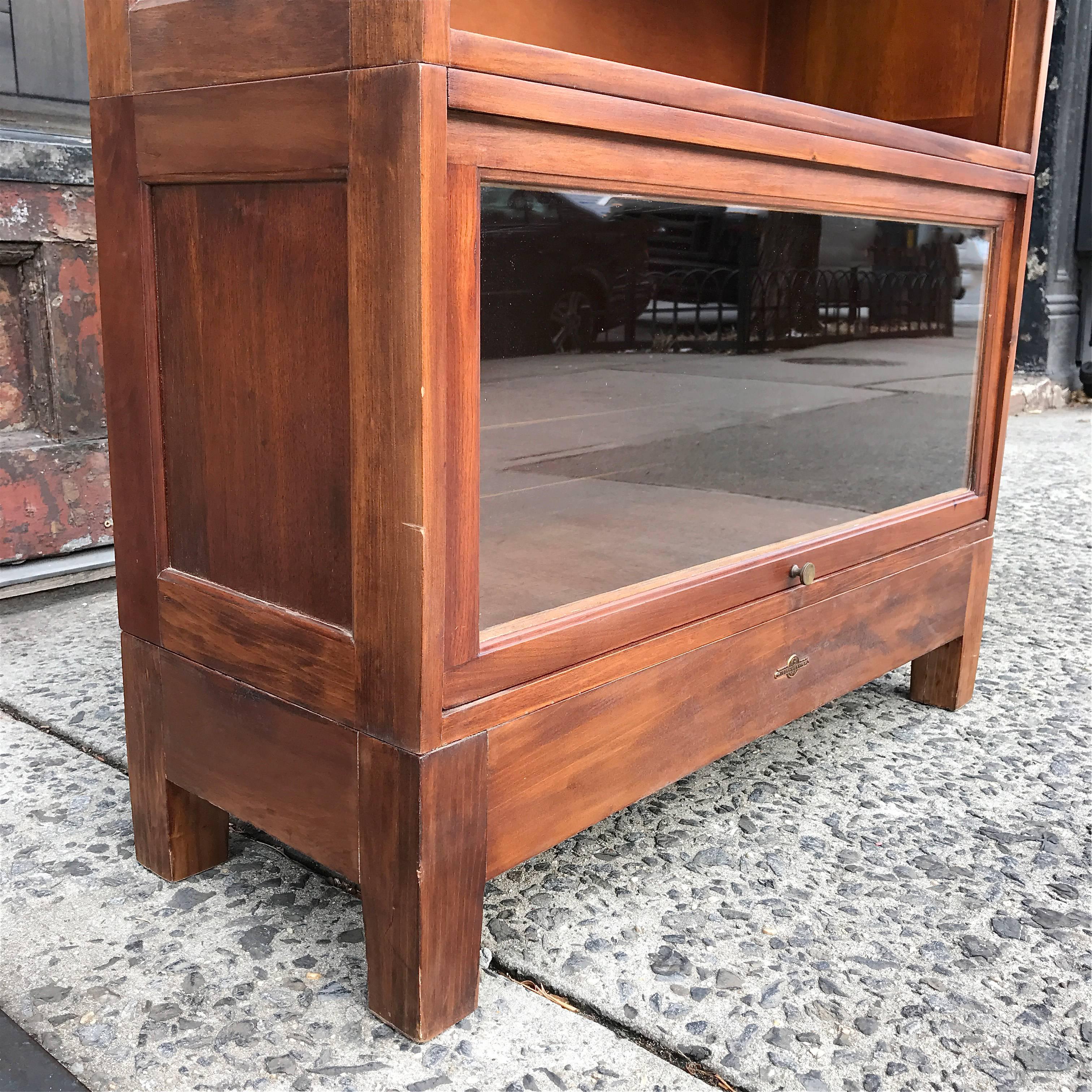 Four Stack Cherry Wood Barrister Book Case by Globe Wernicke In Good Condition In Brooklyn, NY