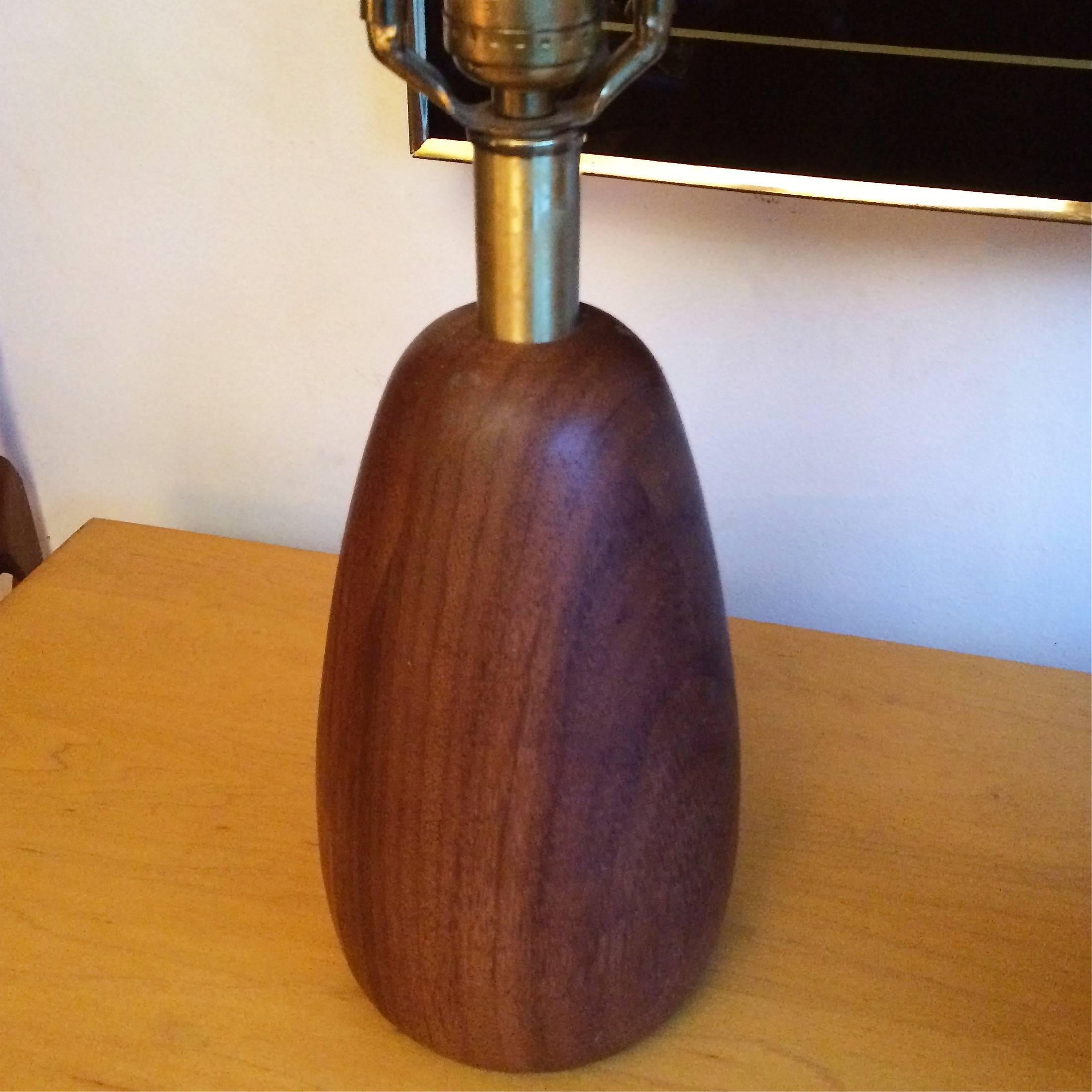 American Pair of Petite Walnut Table Lamps with Grasscloth Shades