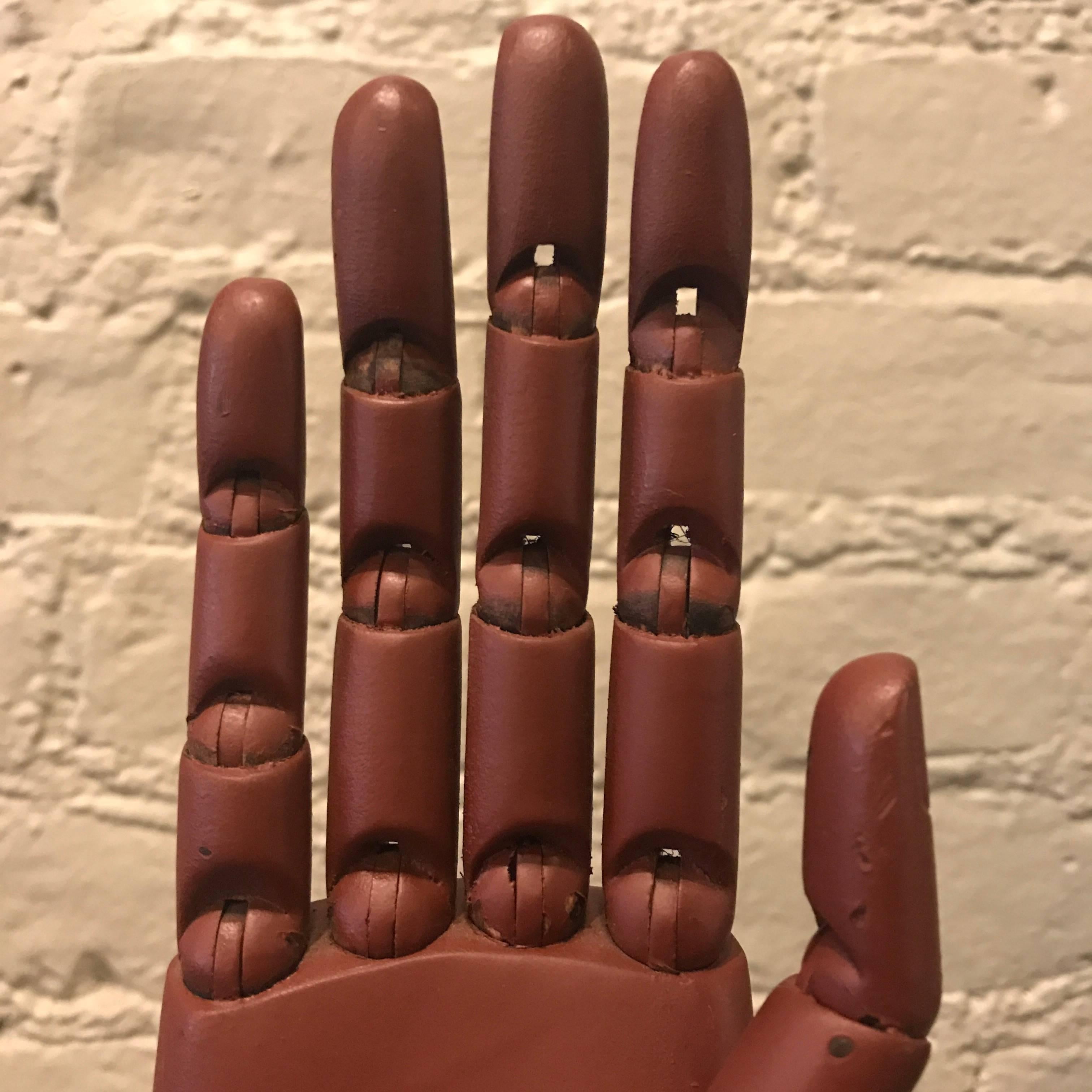 Mid-20th Century Articulating Mahogany Artist Hand Model