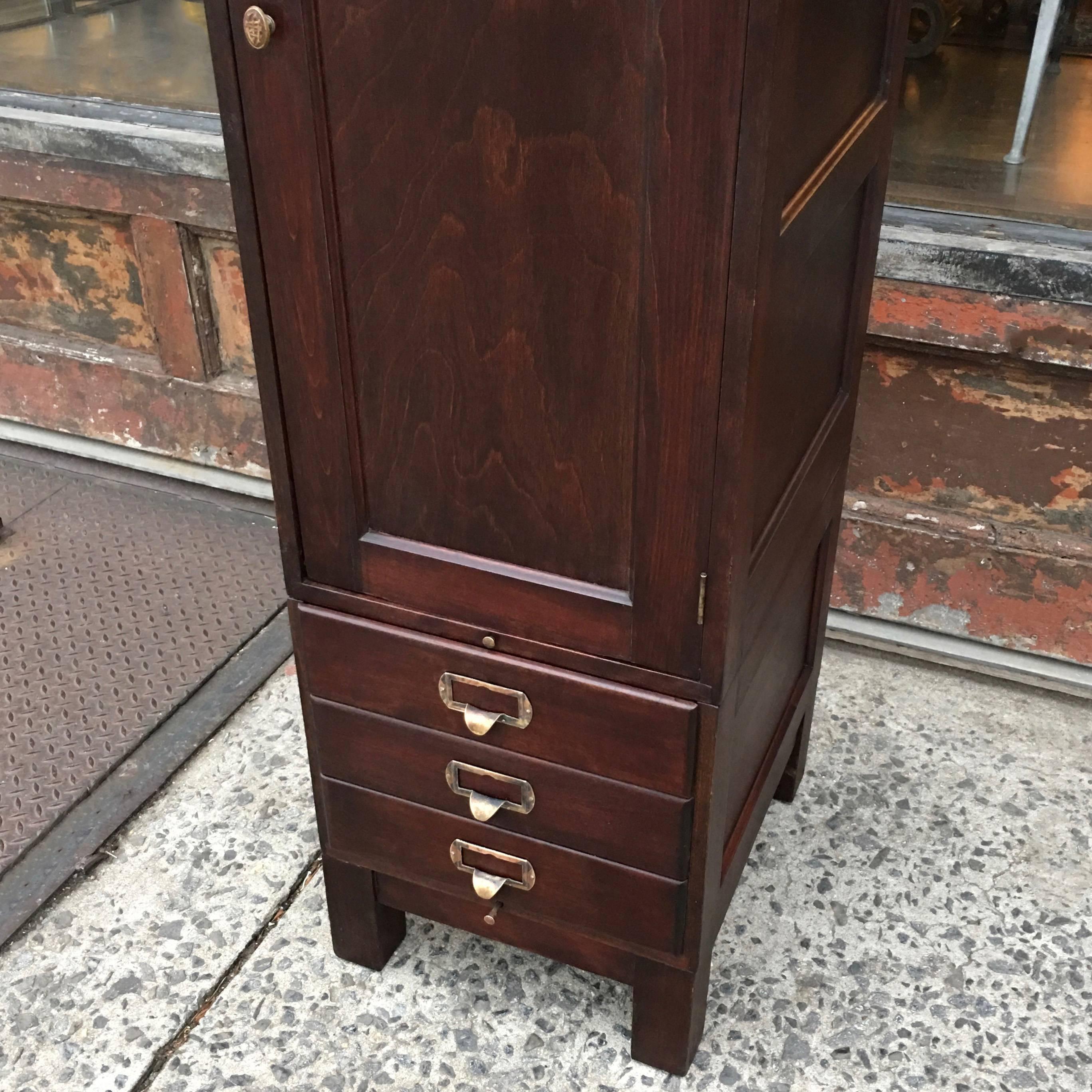 Shaw Walker Mahogany Office Wardrobe Cabinet In Excellent Condition In Brooklyn, NY