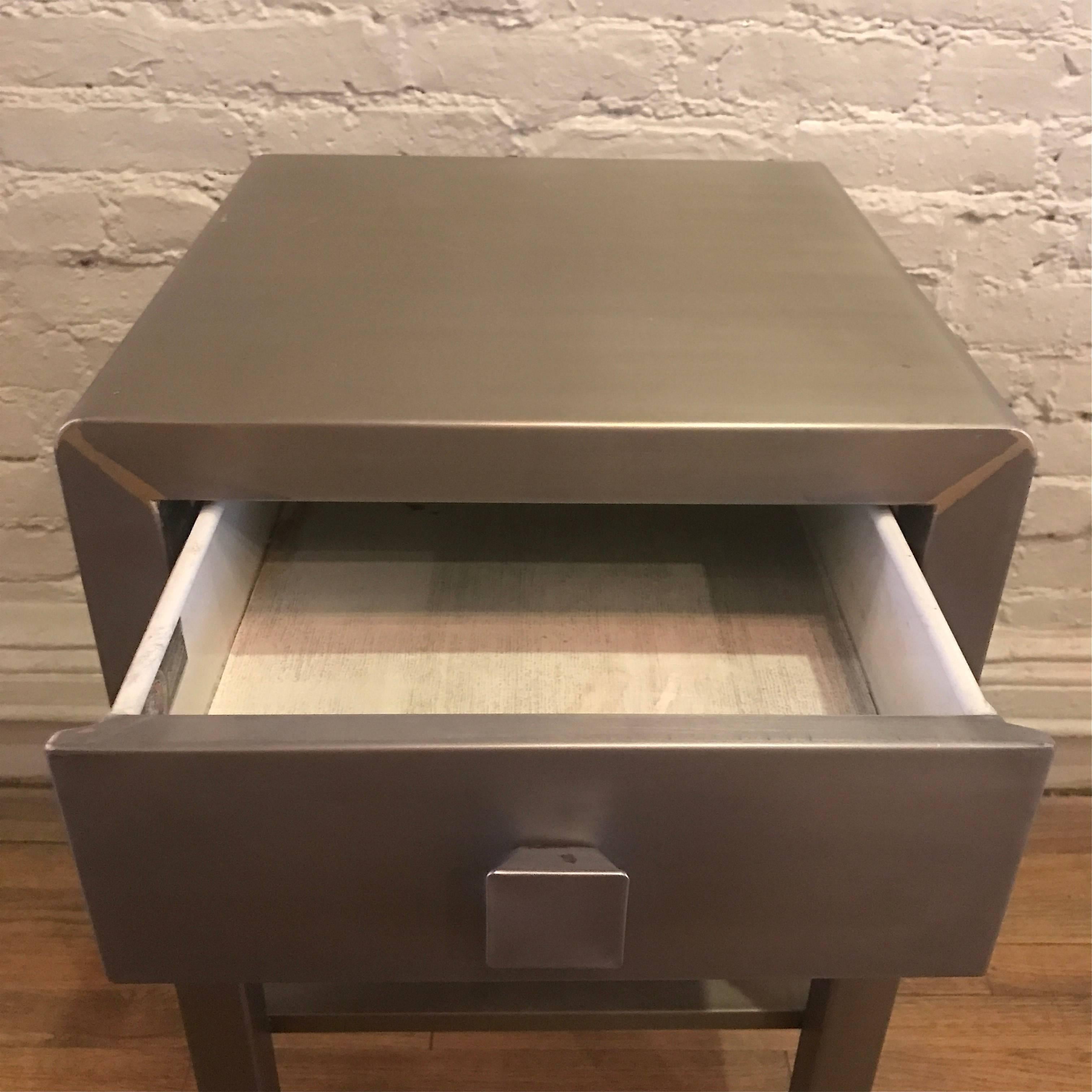 Norman Bel Geddes for Simmons Furniture Co. Brushed Steel Side Table In Excellent Condition In Brooklyn, NY