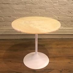 Mid Century Modern Tulip Side Table with Round Marble Top