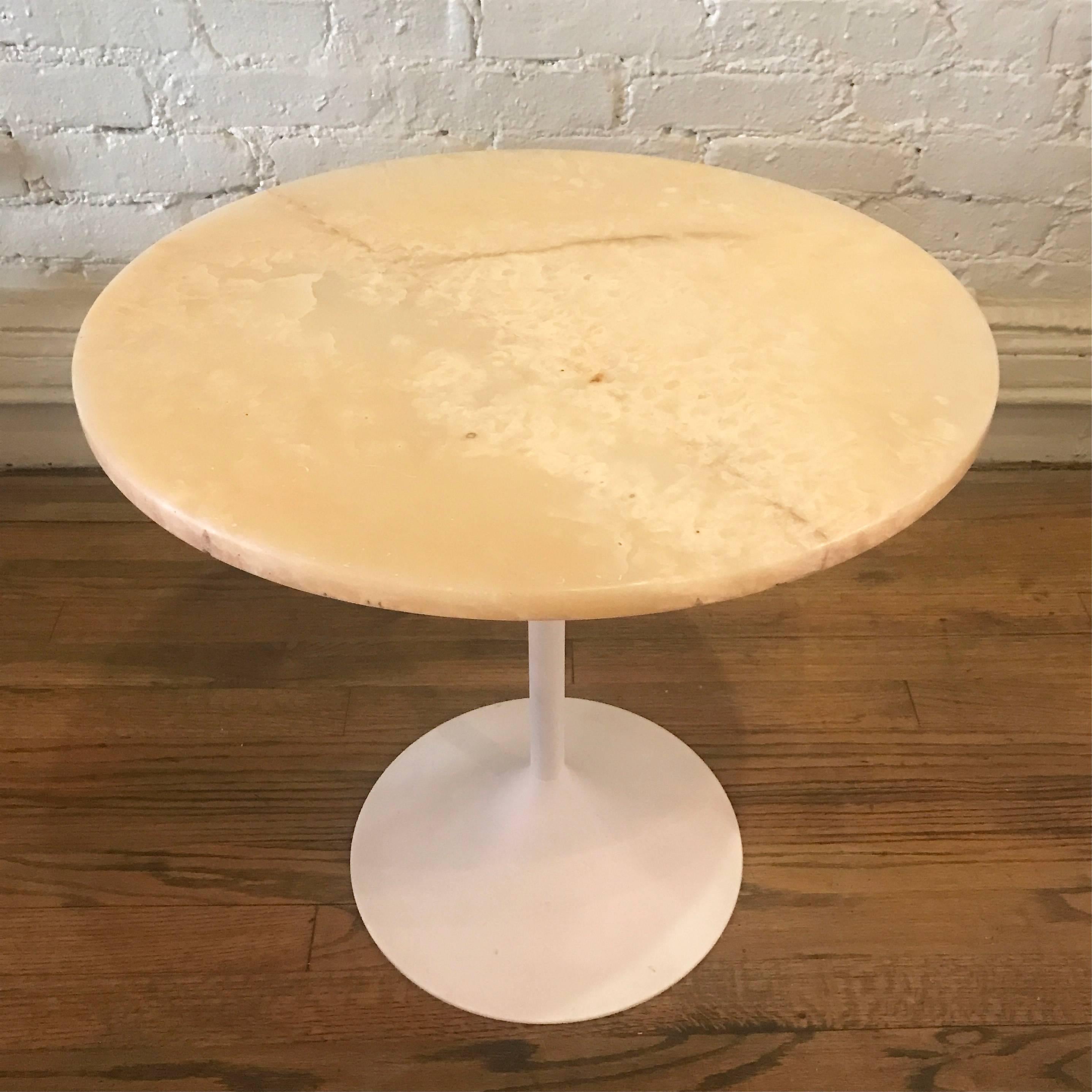 Mid-Century Modern Mid Century Modern Tulip Side Table with Round Marble Top