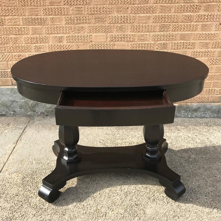 Empire Ebonized Mahogany Oval Center Table at 1stDibs