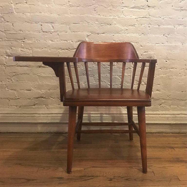 Maple Spindle Back Student Chair With Attached Arm Desk By