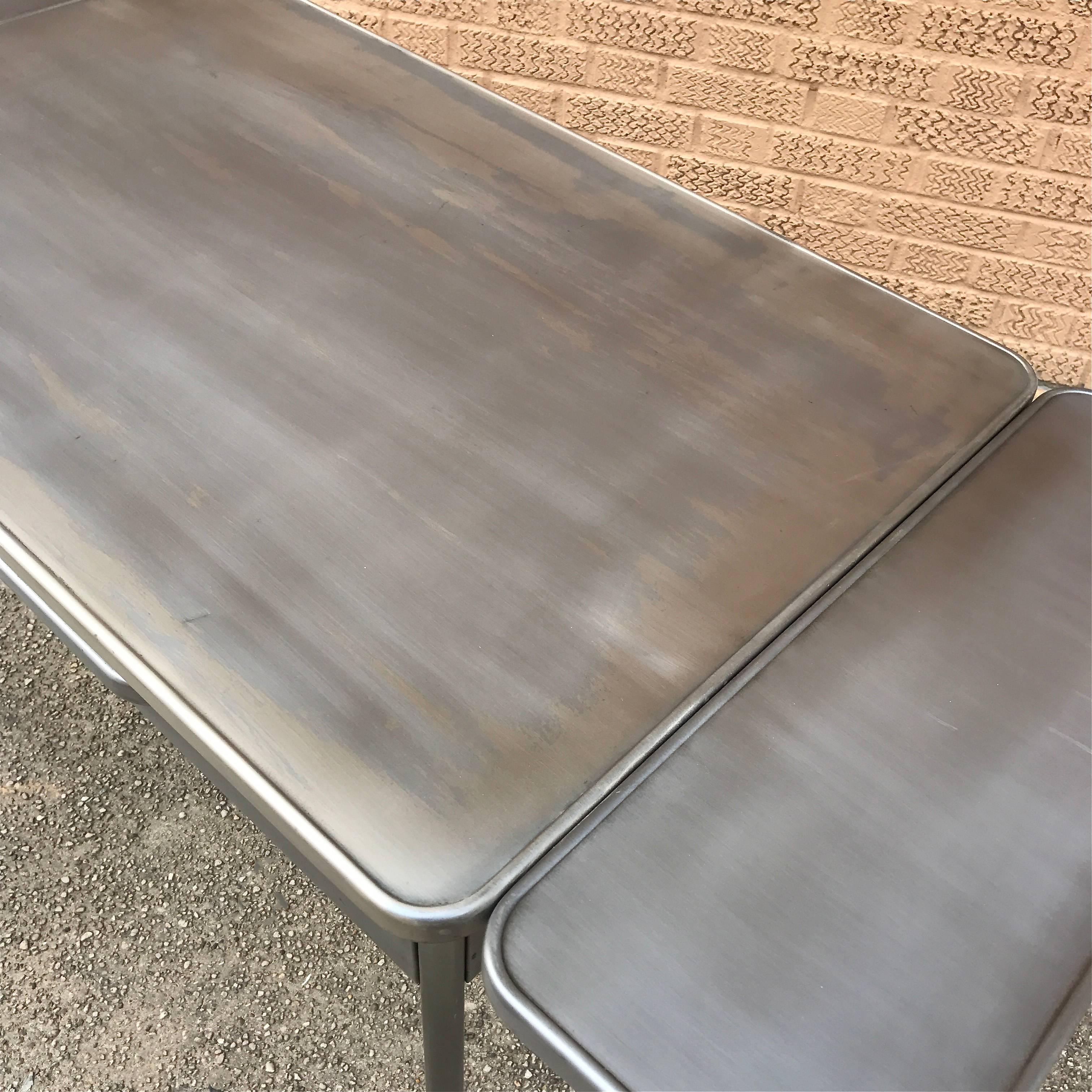 Mid-20th Century Industrial Brushed Steel Extension Dining Table