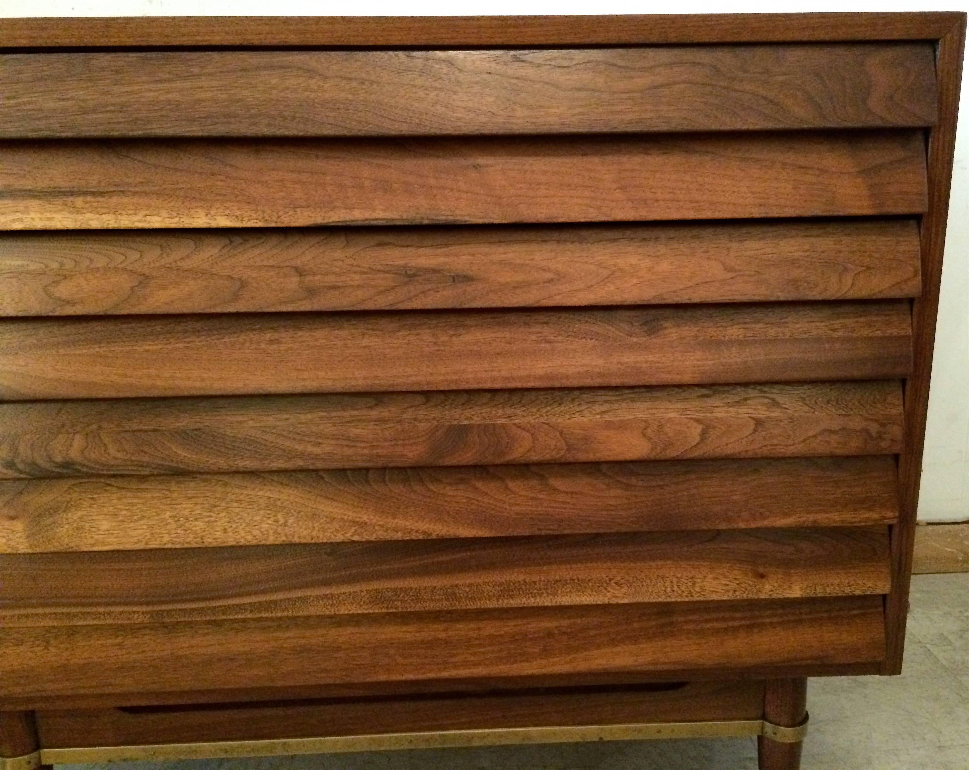 Mid Century Louvered Dresser By Merton Gershon For American Of Martinsville 2