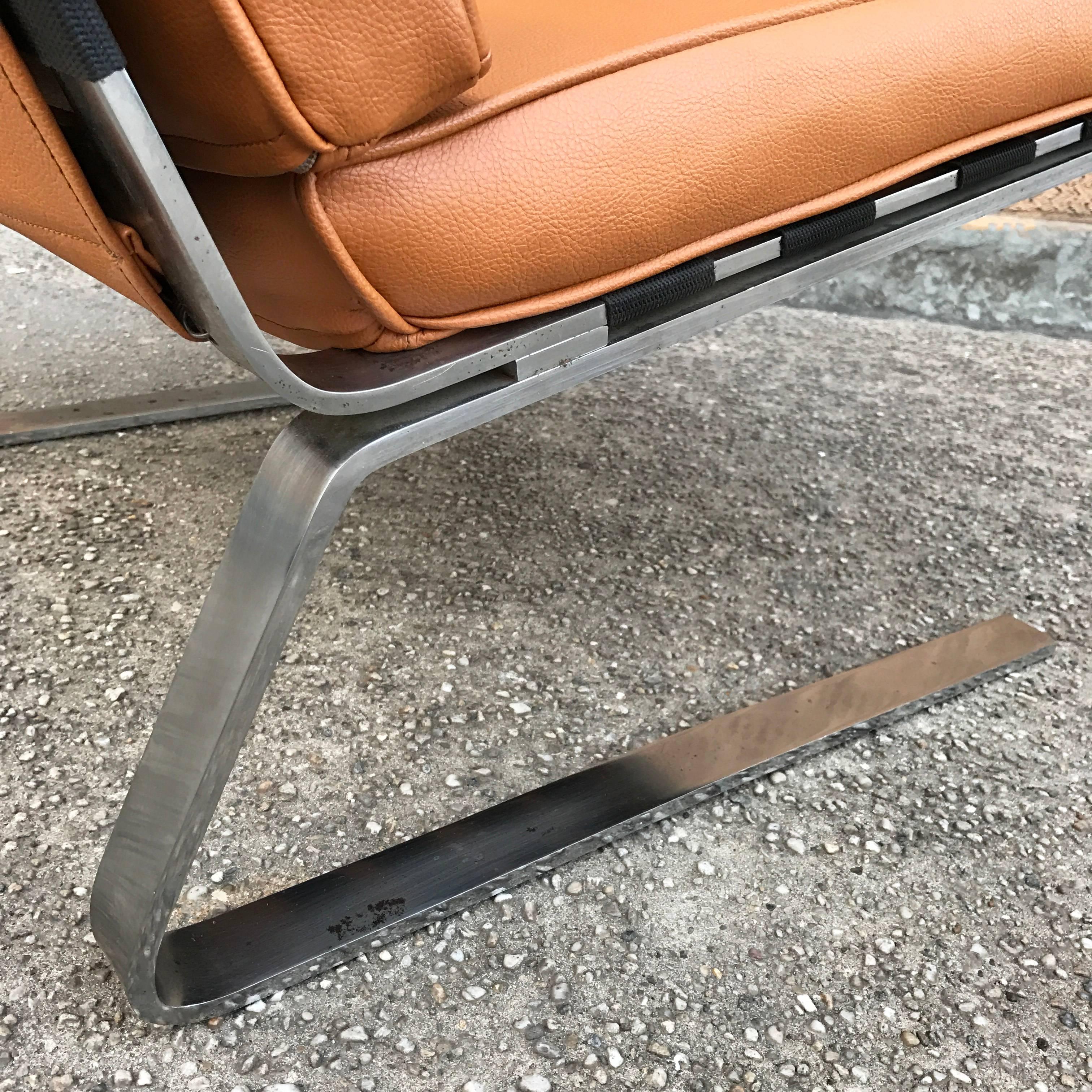 American Mid-Century Modern Chrome Cantilever Lounge Chair