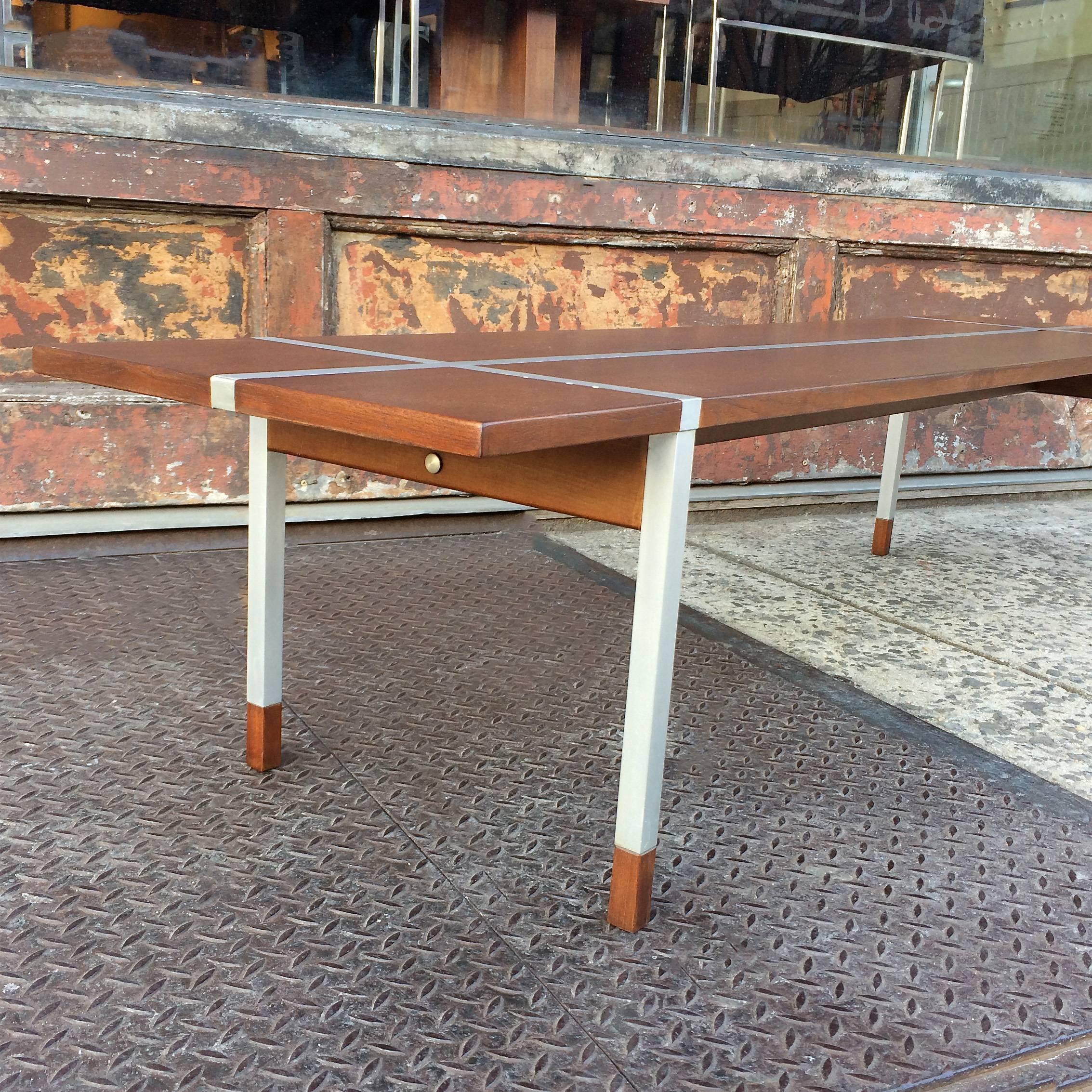 Danish Modern Teak and Aluminium Coffee Table by Selig In Good Condition In Brooklyn, NY