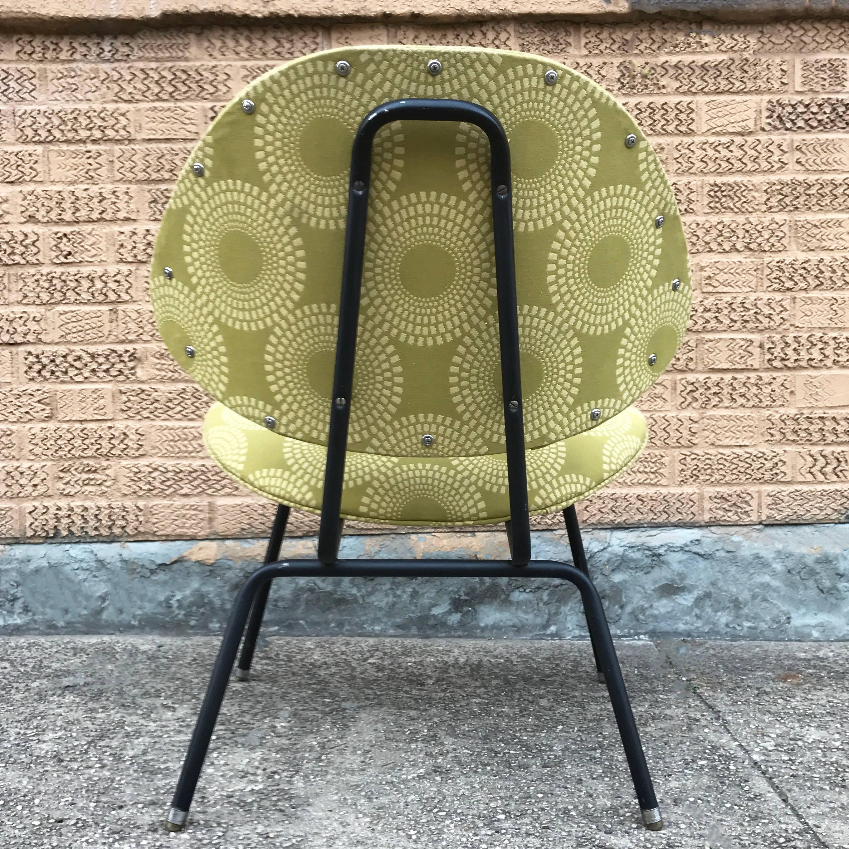 Steel Mid-Century Modern Upholstered Lounge Slipper Chair