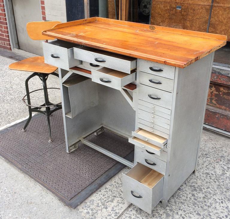 Stamped Aluminum And Maple Watchmaker S Desk At 1stdibs Stamped Aluminum And Maple Watchmaker S Desk For 2