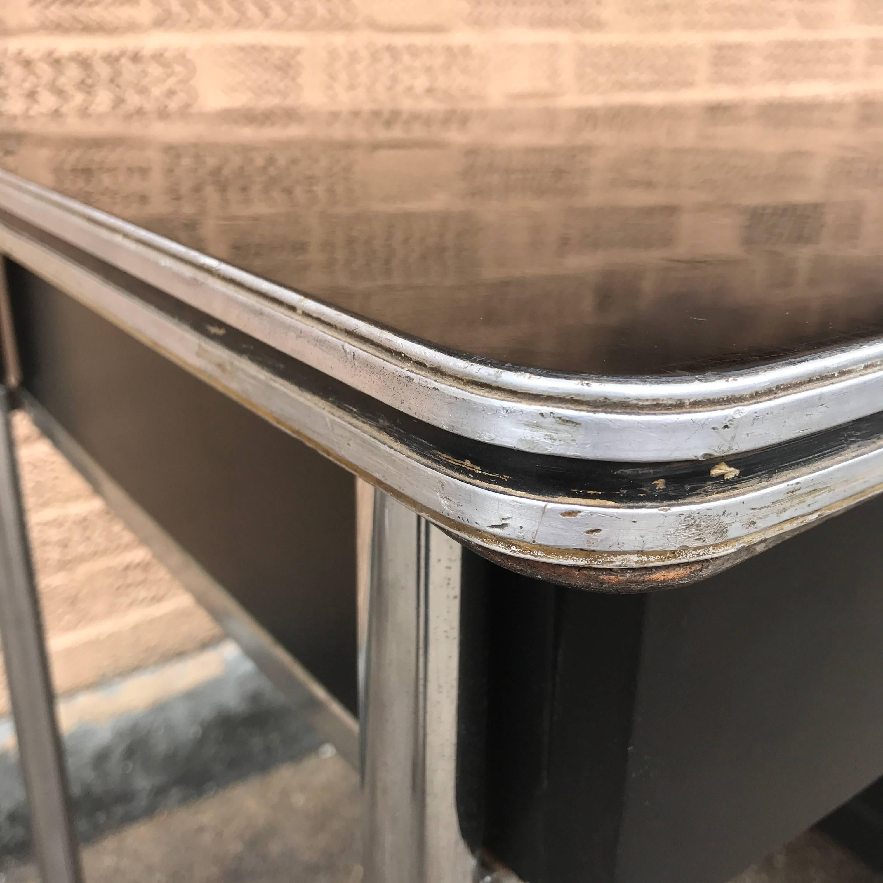 Art Deco Tubular Chrome And Laminate Desk by Gilbert Rohde 1