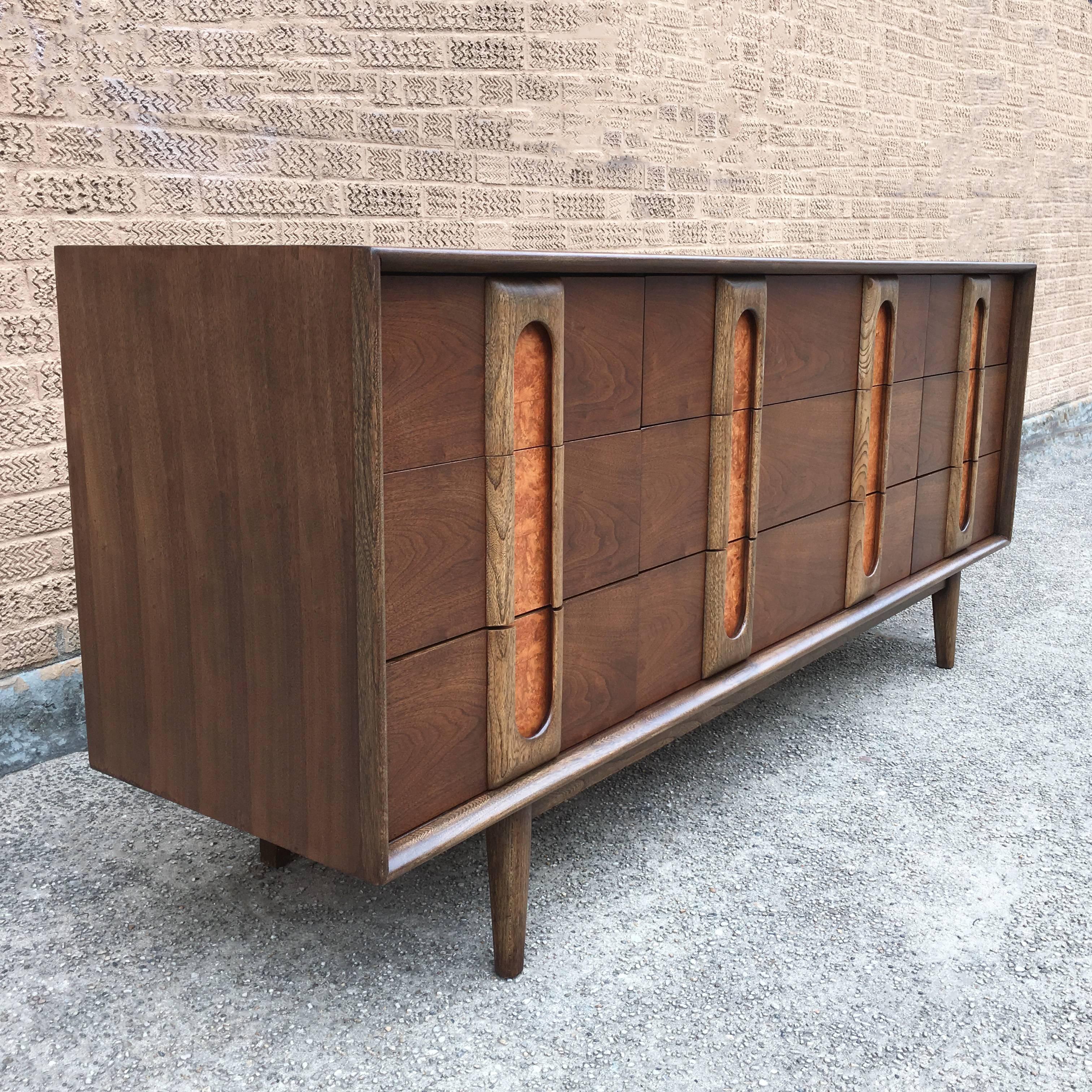 Mid-Century Modern Three-Tone Walnut, Olive and Ashwood Dresser by Altavista Lane