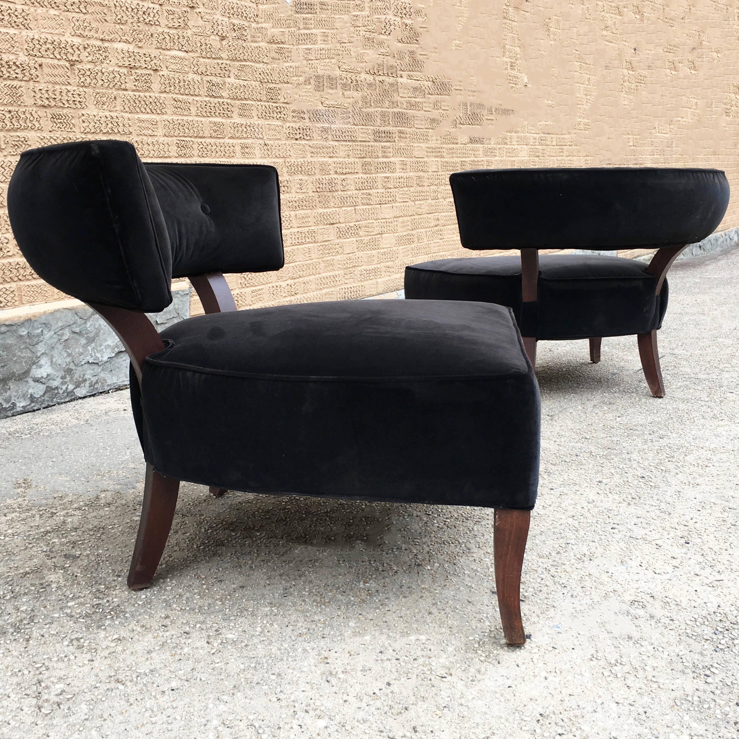 black velvet slipper chair