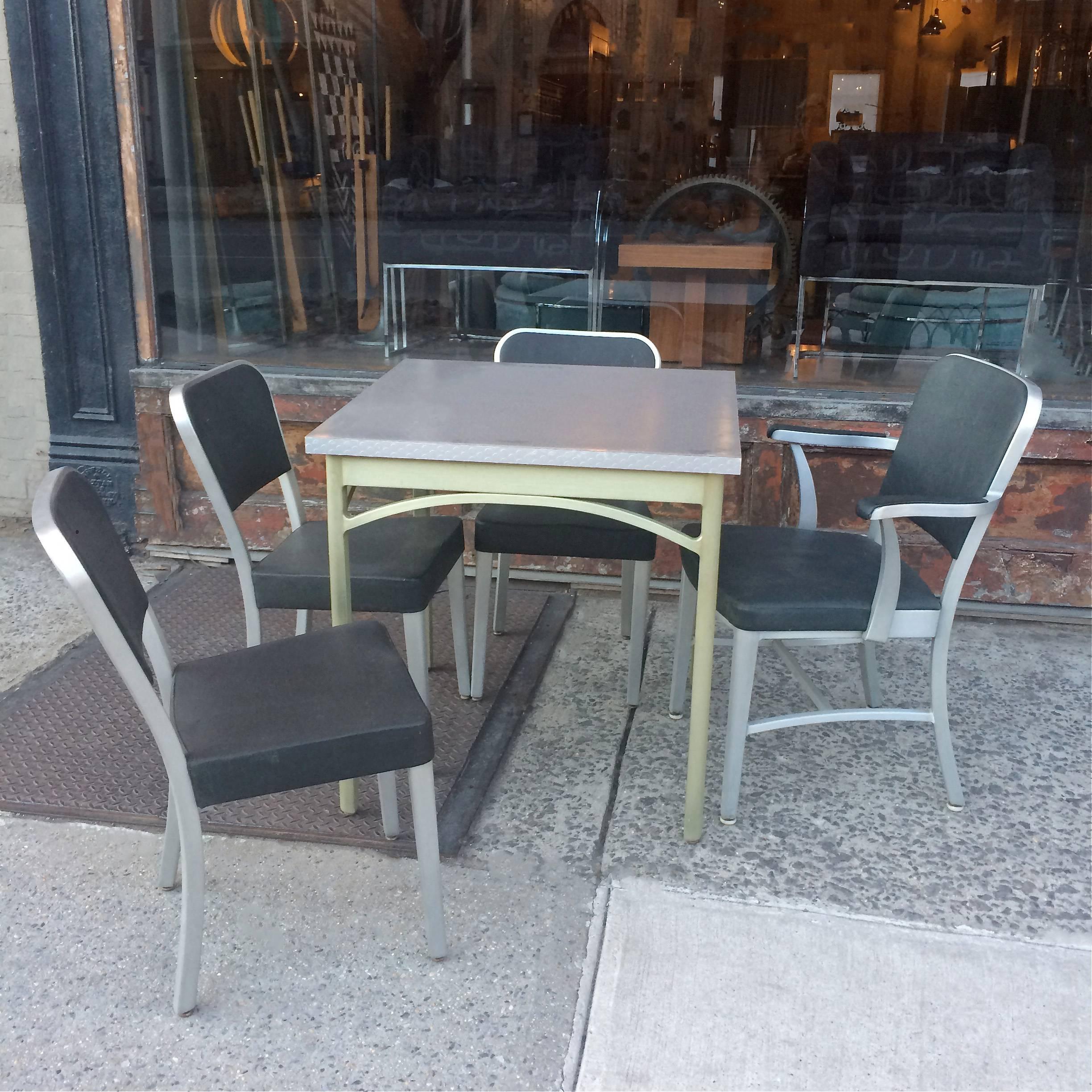 American Mid-Century Brushed Aluminium Dining Set by GoodForm