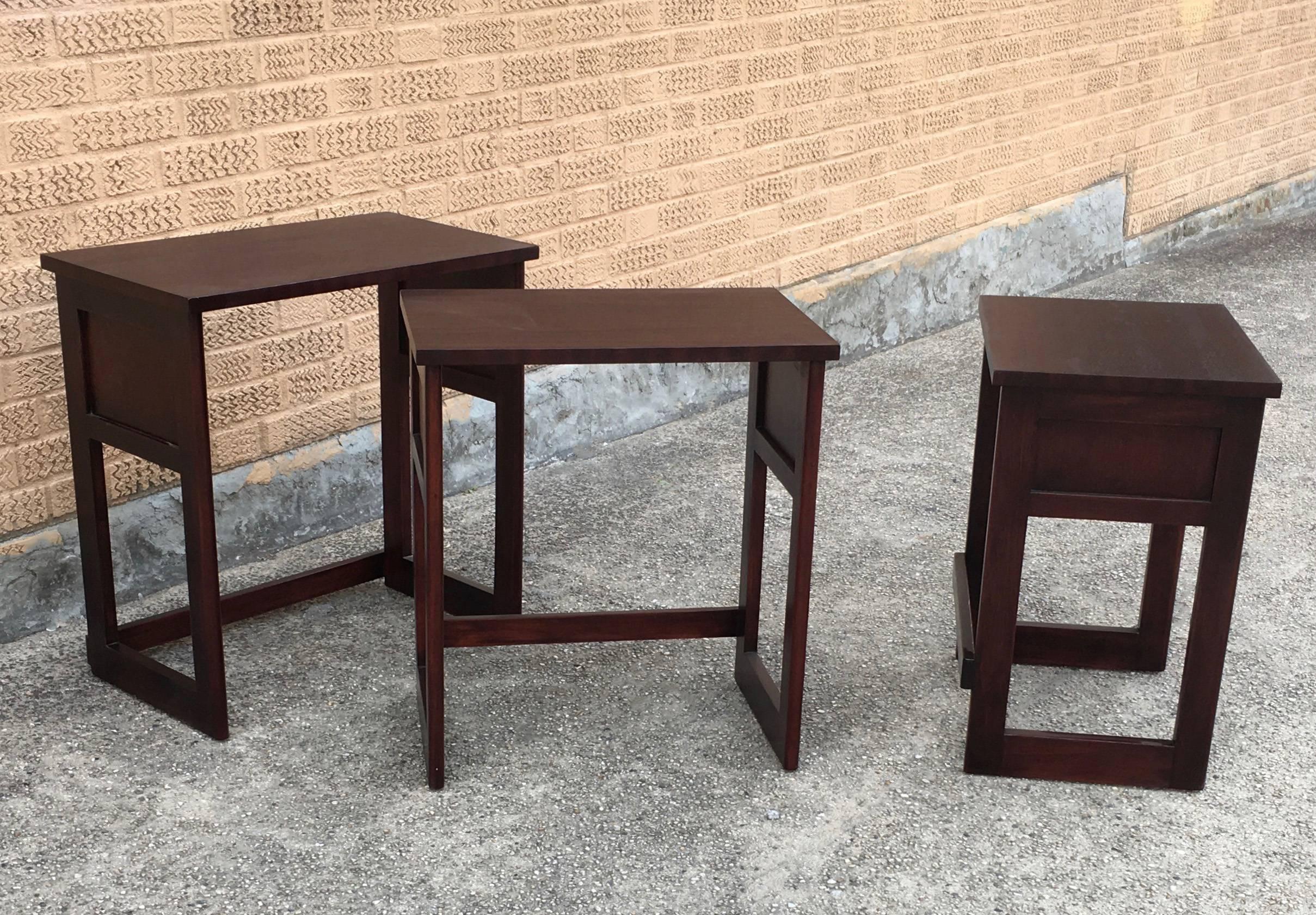 Mid-20th Century Mid-Century Modern Harvey Probber Style Mahogany Stacking Tables