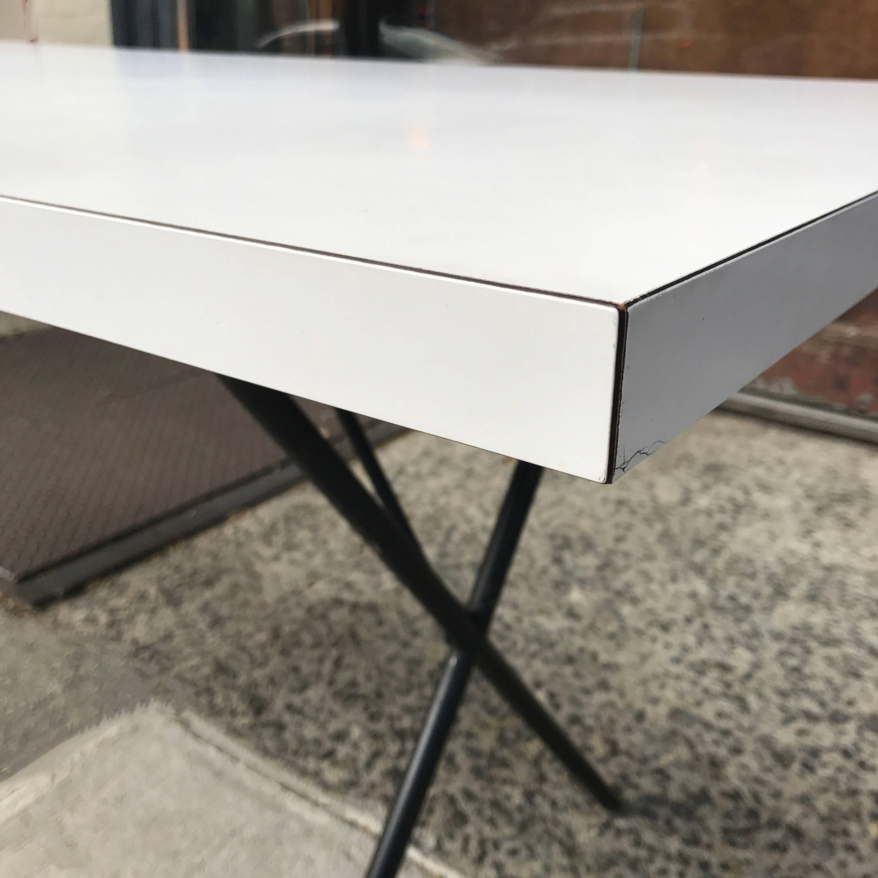 Mid-20th Century George Nelson for Herman Miller White Laminate X Legs Dining Table