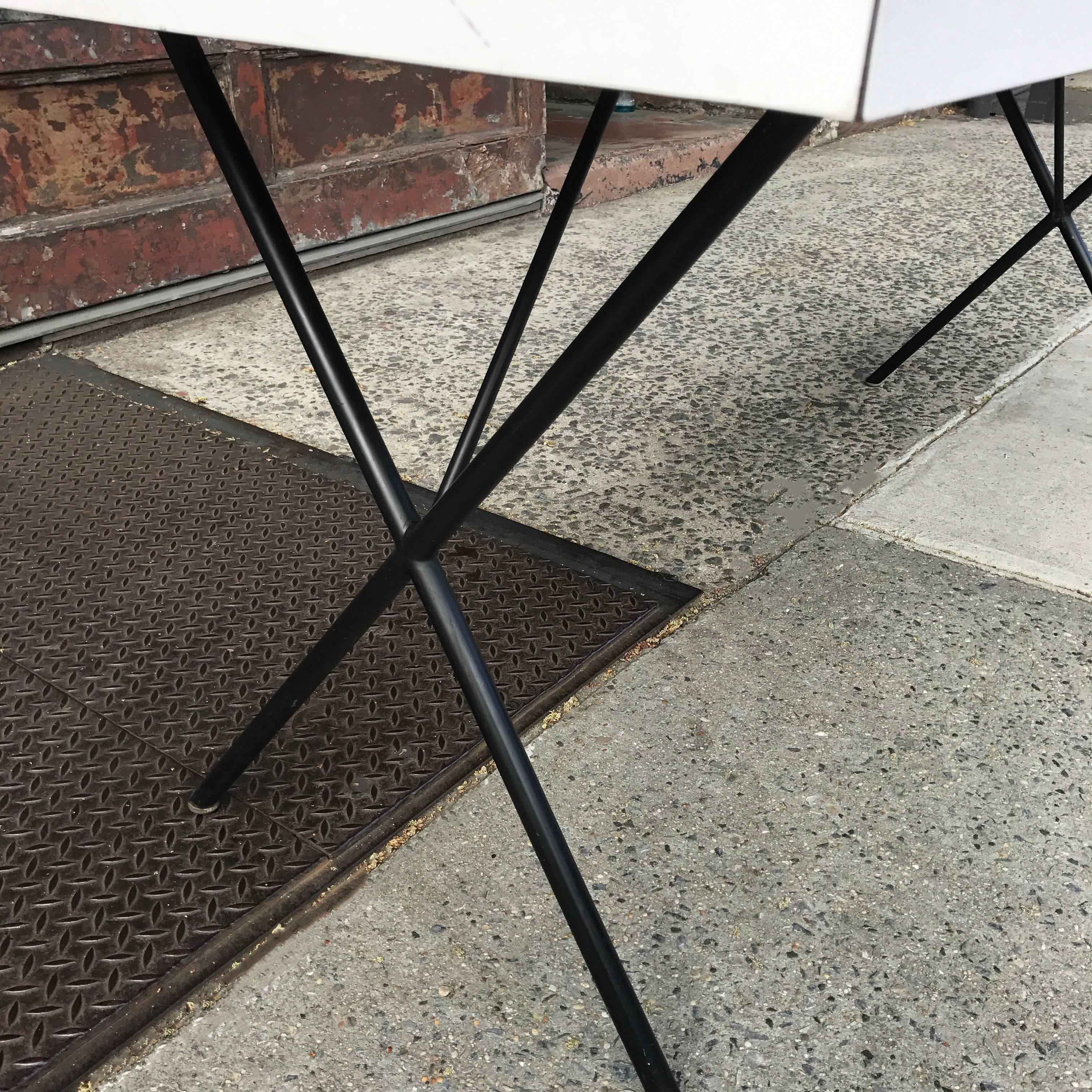 American George Nelson for Herman Miller White Laminate X Legs Dining Table