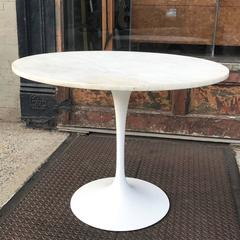 Eero Saarinen Tulip Base Dining Table with White Carrara Marble Top